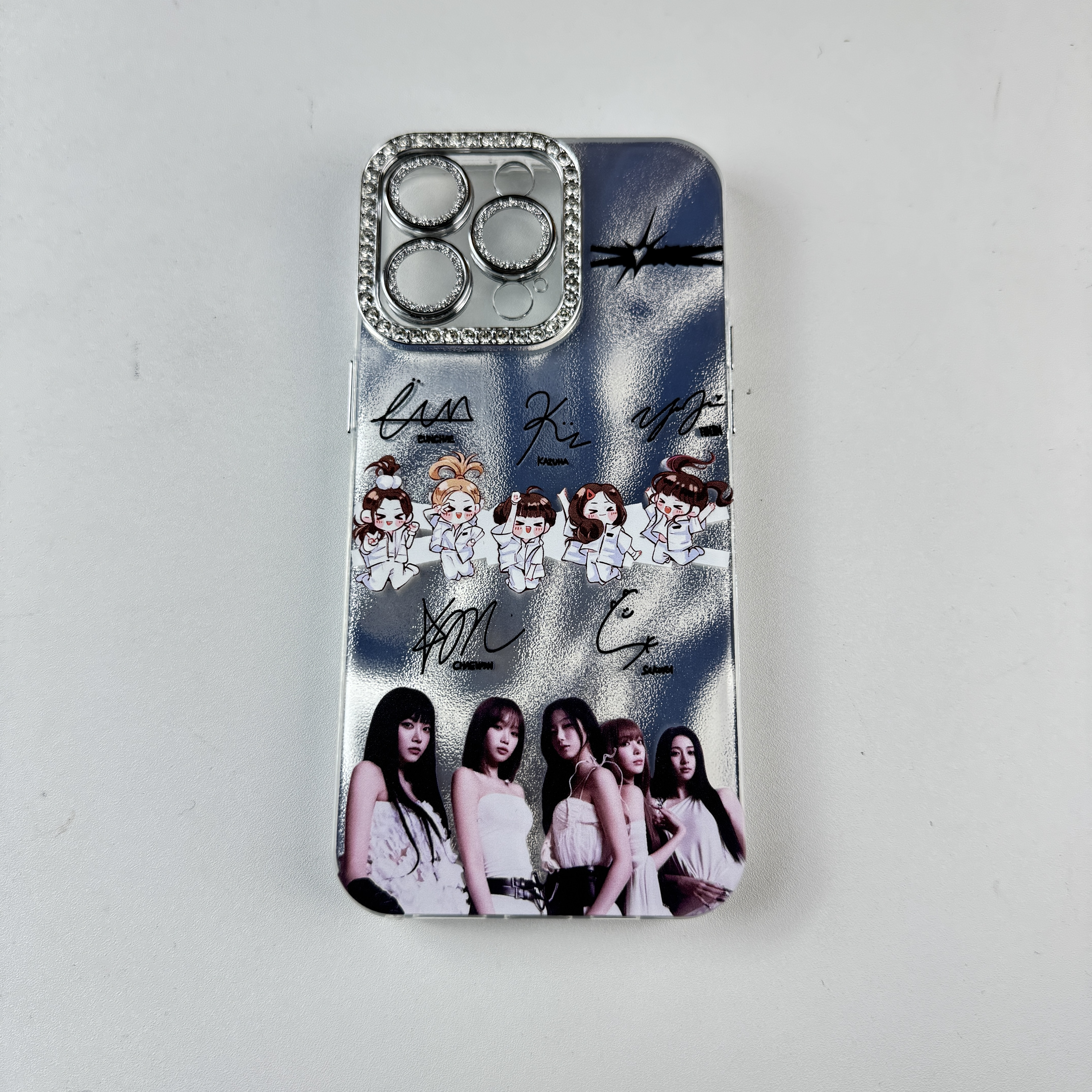 ダイヤモンドレーザーグラデーションスマートフォンケース【LE SSERAFIM/SPAGHETTI】