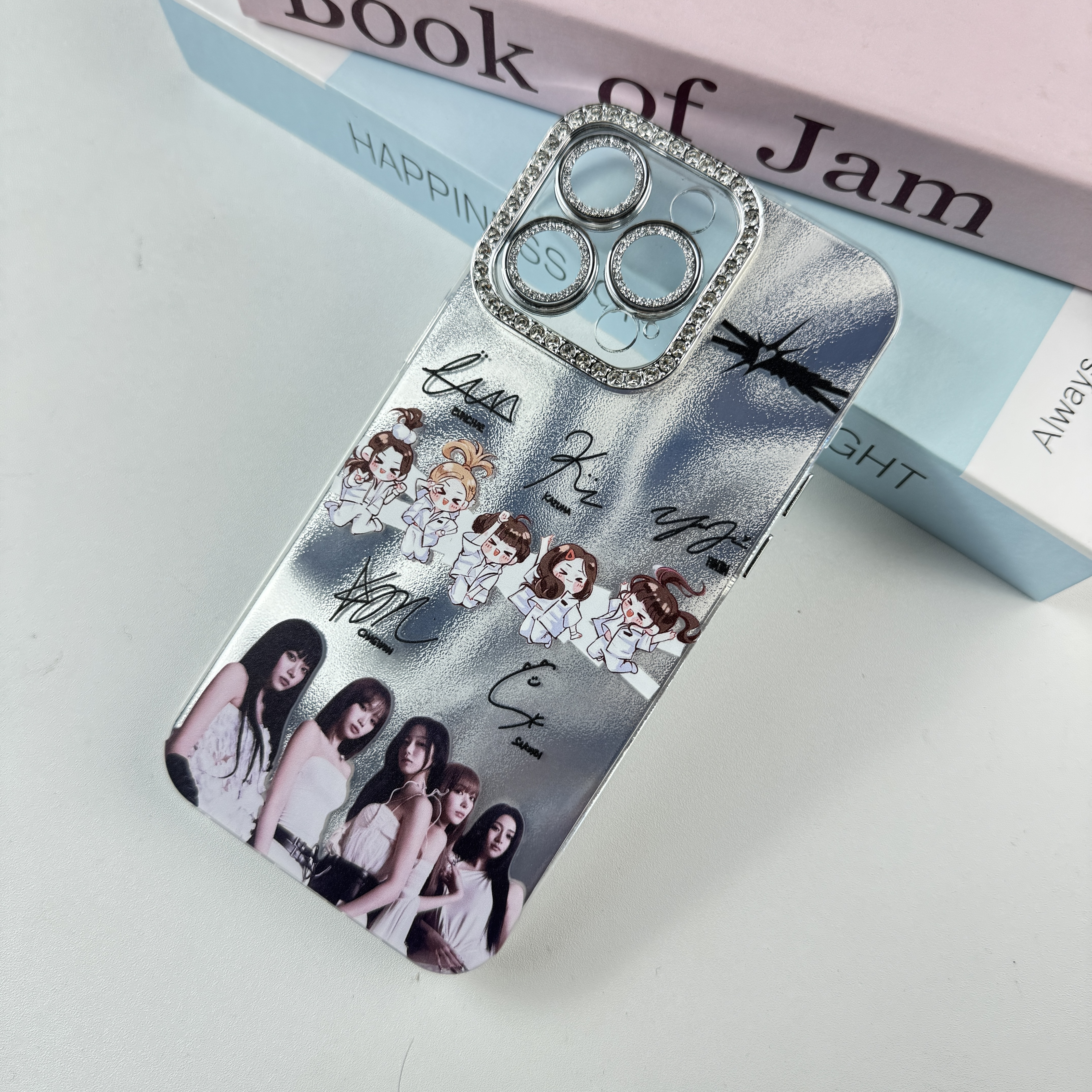 ダイヤモンドレーザーグラデーションスマートフォンケース【LE SSERAFIM/SPAGHETTI】