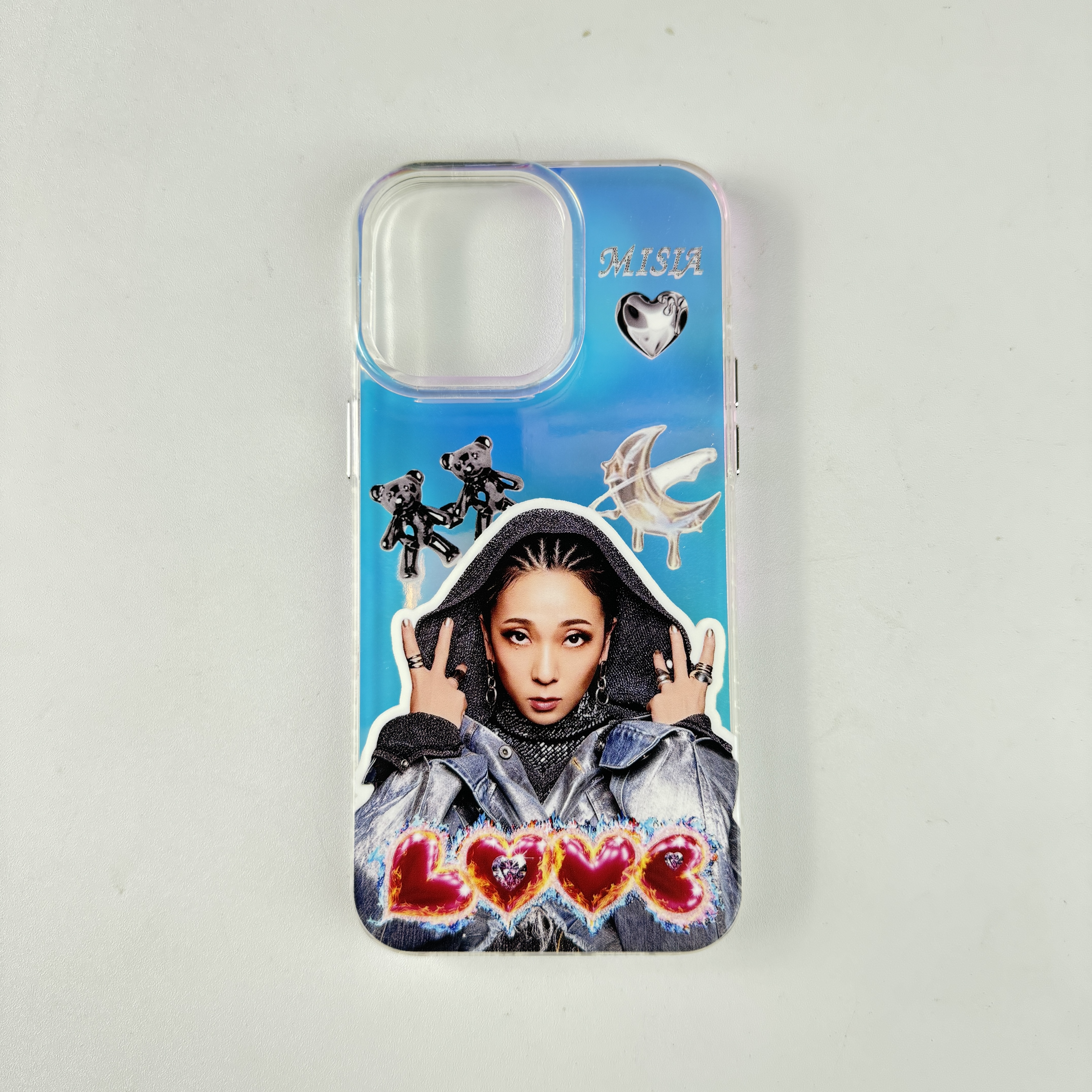 レーザーグラデーションスマートフォンケース-銀【MISIA/LOVE NEVER DIES】-YITOTO™推し活がもっと楽しくなる