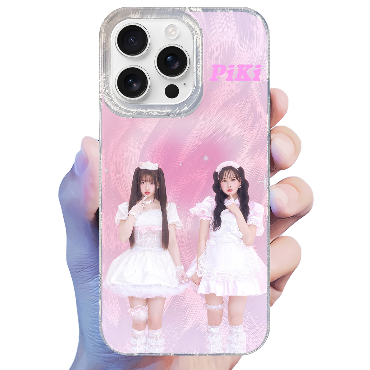 フェザーテクスチャーレーザーグラデーションスマートフォンケース【Piki/Kawaii Kaiwai】-YITOTO™推し活がもっと楽しくなる