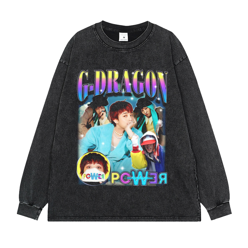 厚手エイジング加工Tシャツ・長袖スウェット【G-DRAGON】