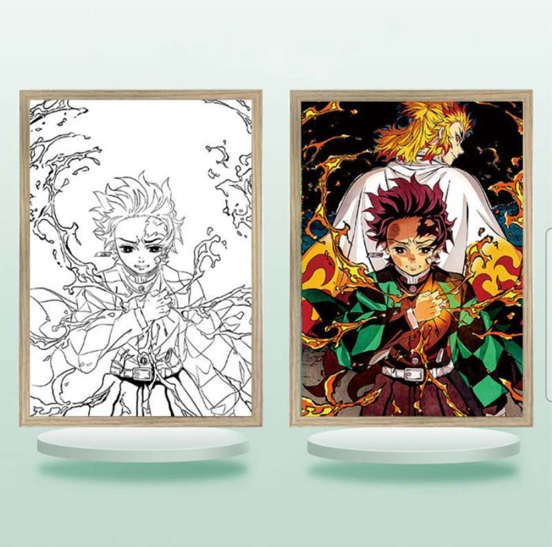 夕暮れの光と影の絵【鬼滅の刃】2種類