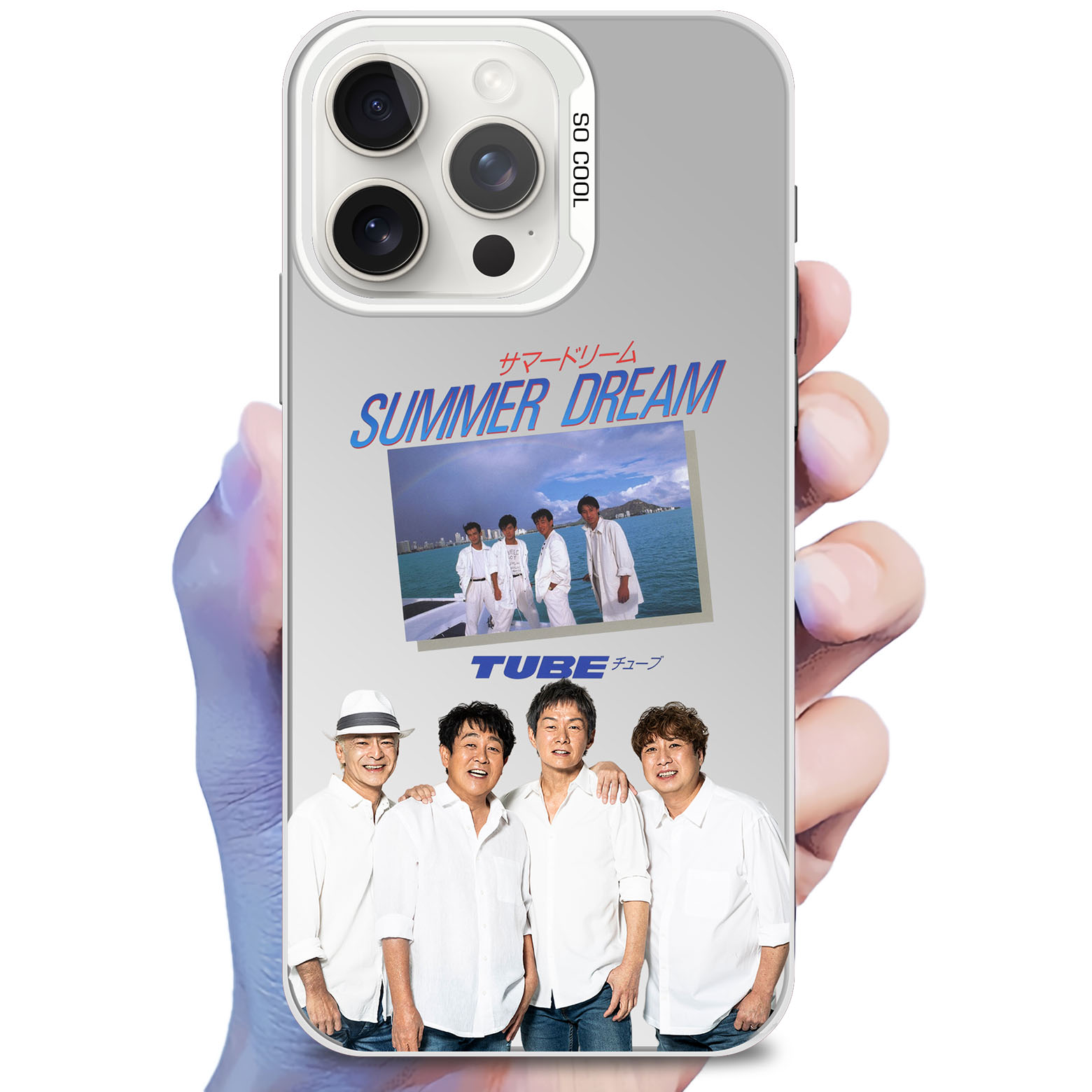 レーザーグラデーションスマートフォンケース-銀【‌TUBE】-YITOTO™推し活がもっと楽しくなる