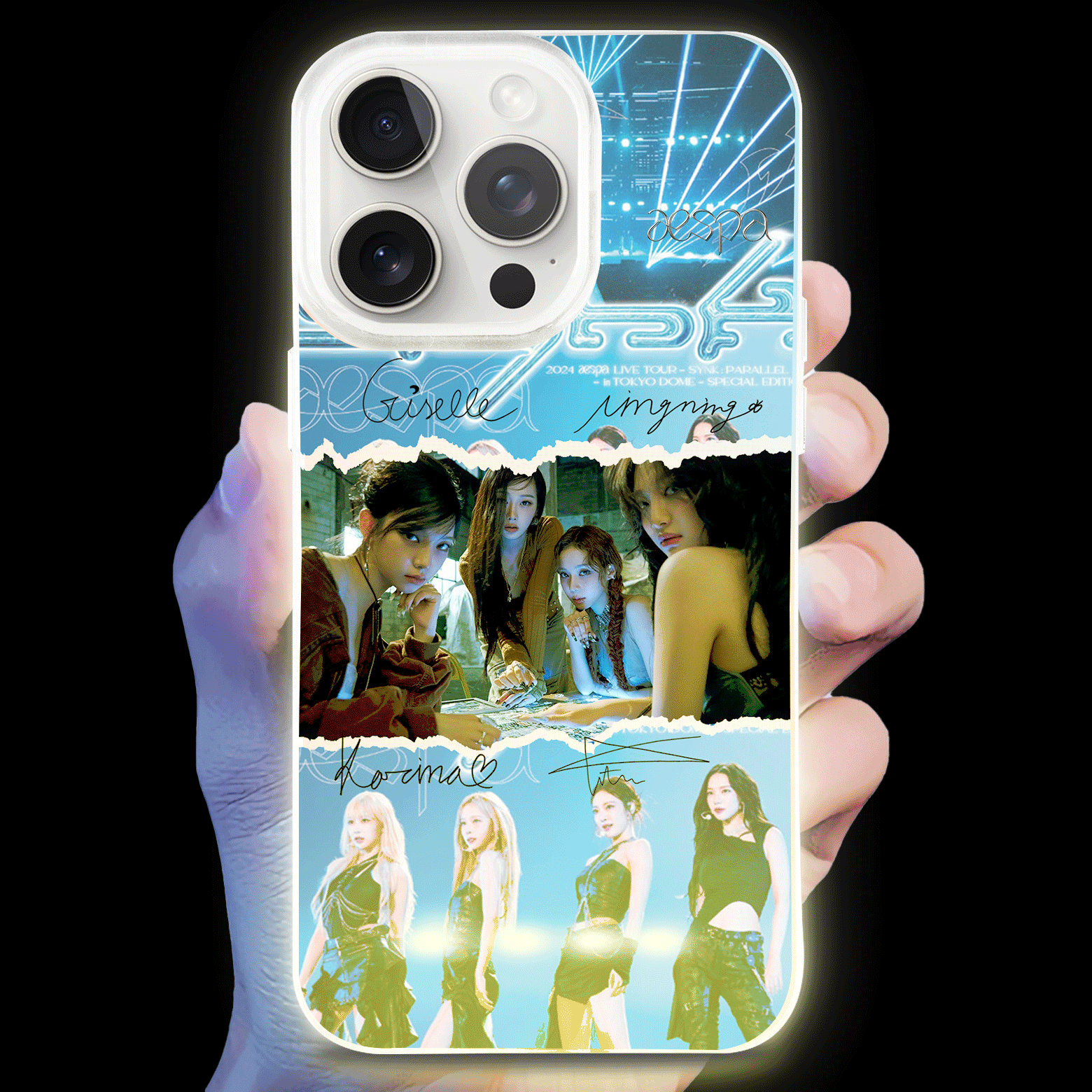 ボトム発光デザイン スマホケース【aespa】