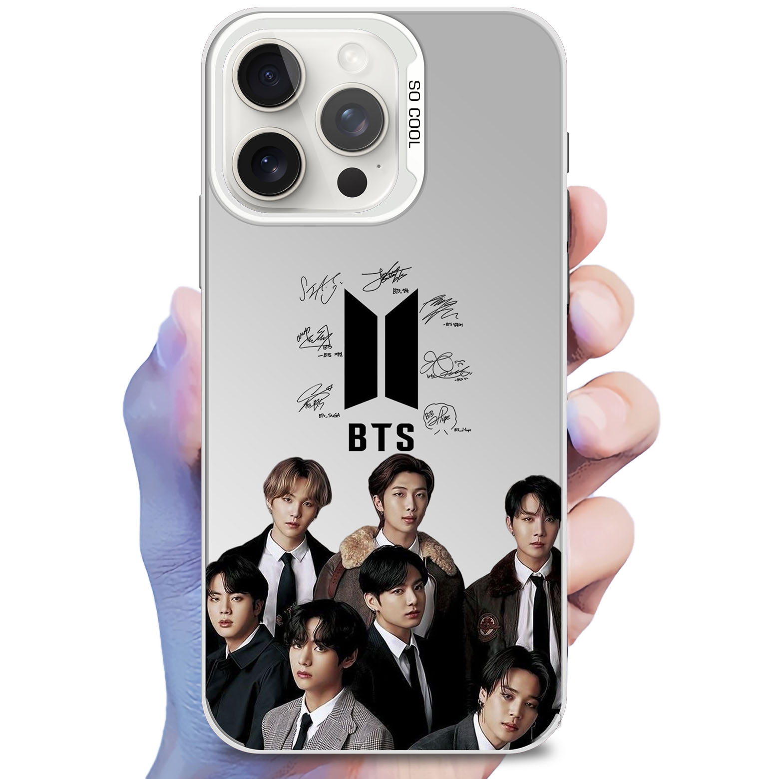 レーザーグラデーションスマートフォンケース-銀【BTS】-YITOTO™推し活がもっと楽しくなる