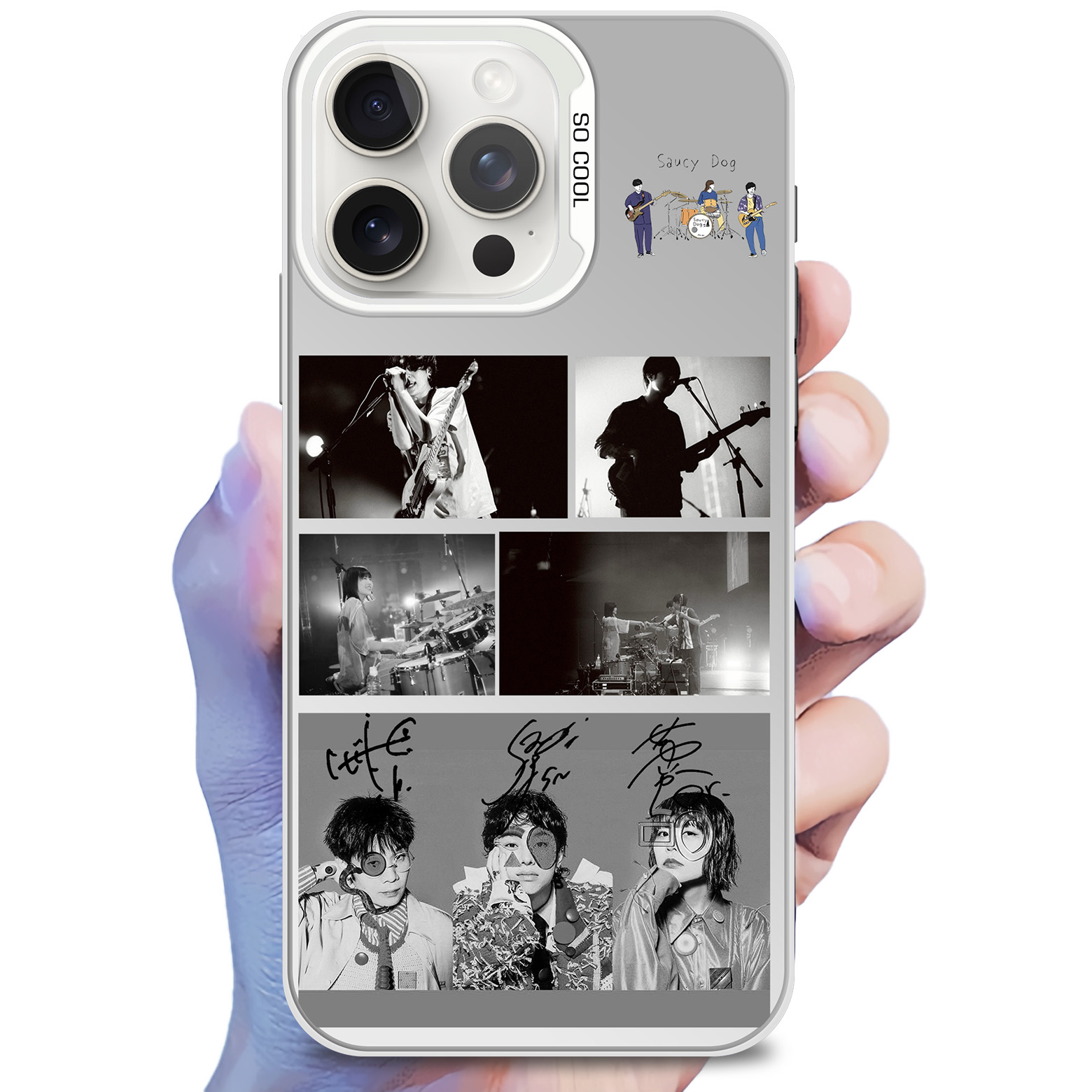 ミラースマホケース-銀【Saucy Dog】-B