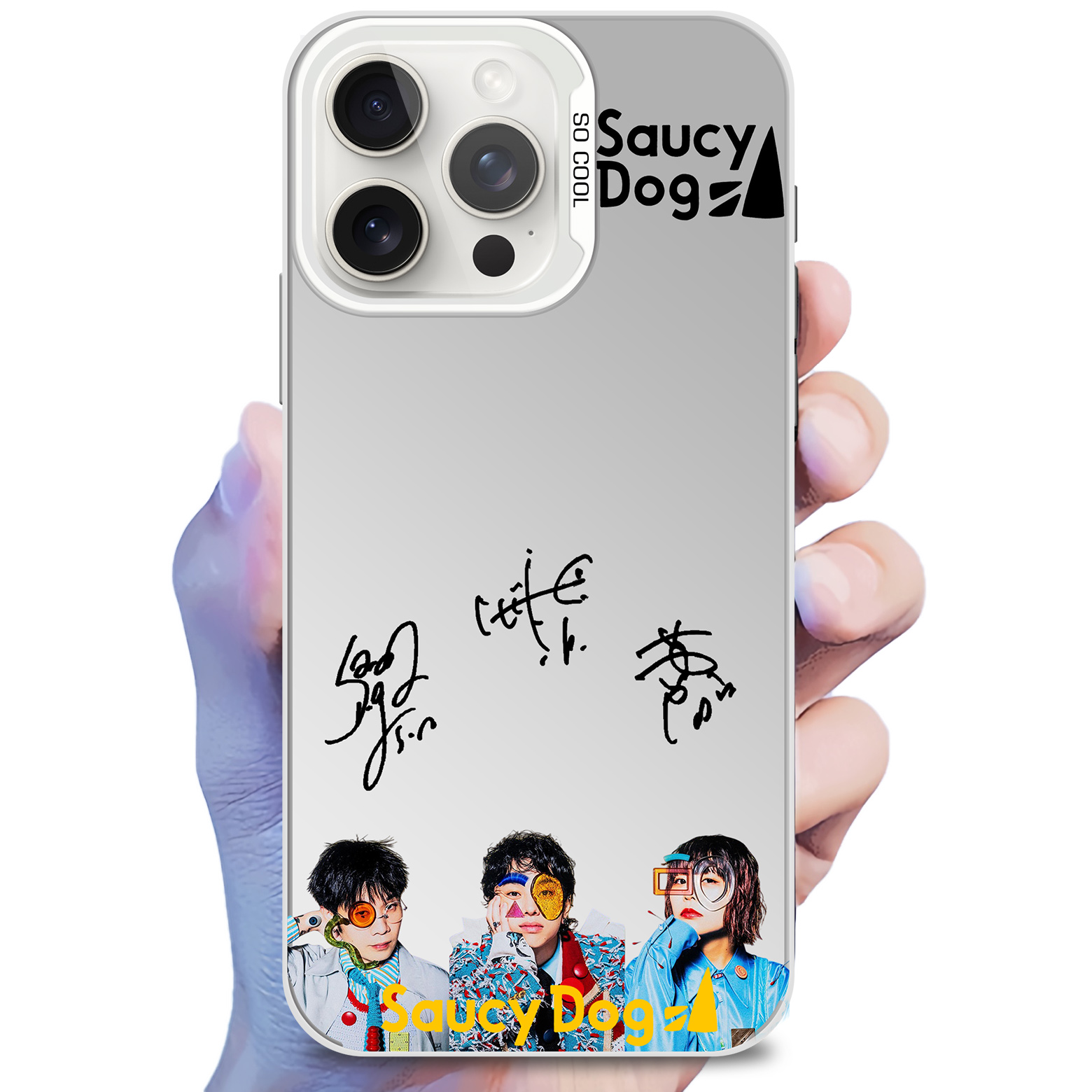 レーザーグラデーションスマートフォンケース-銀【Saucy Dog/カントリーロード】