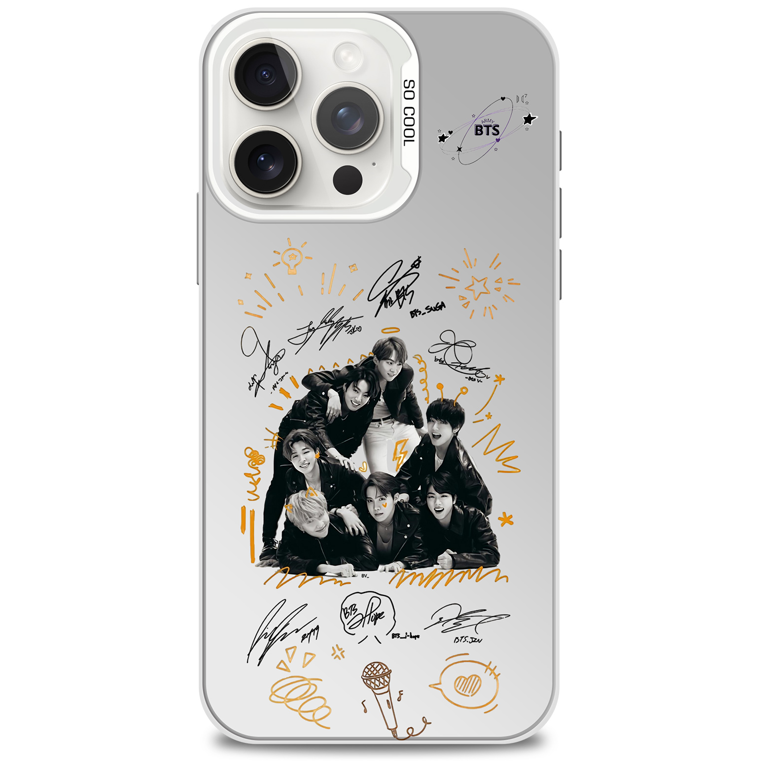 ミラースマホケース-銀【BTS】-B