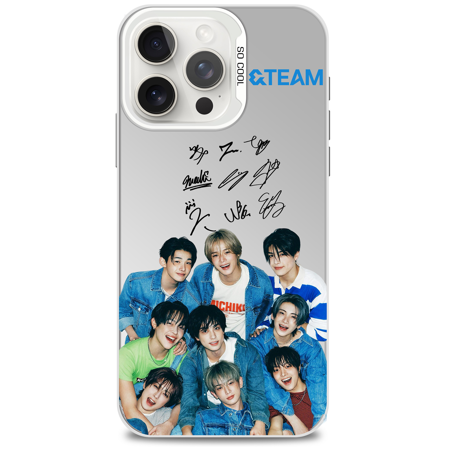 レーザーグラデーションスマートフォンケース-銀【&TEAM】-B