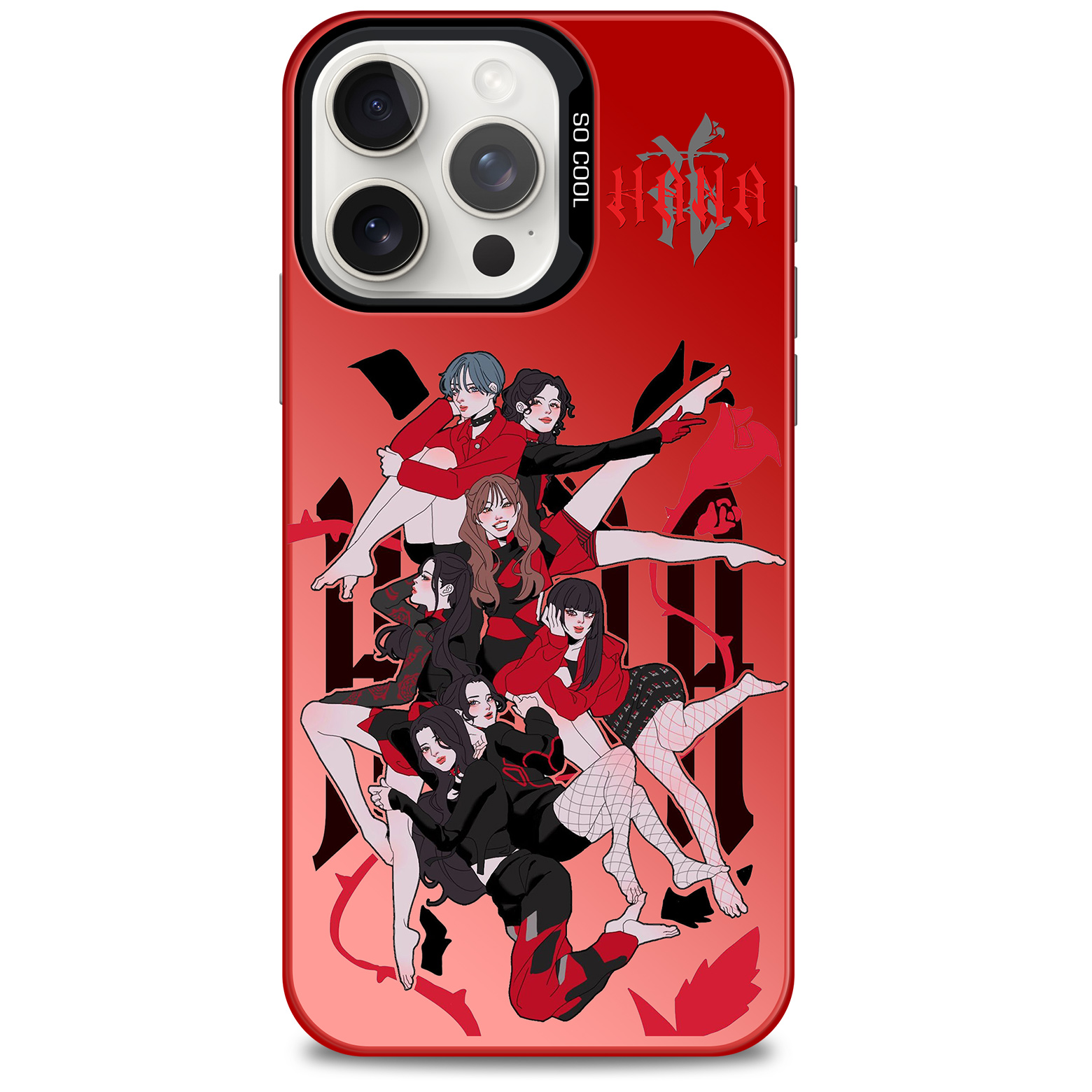 レーザーグラデーションスマートフォンケース-赤【HANA/BAD LOVE】