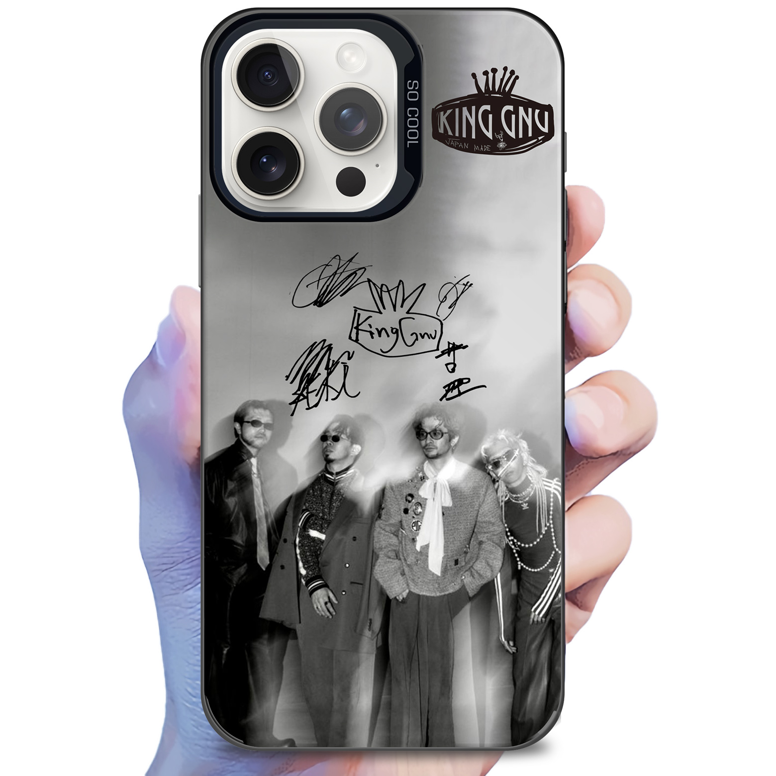 レーザーグラデーションスマートフォンケース-黒【KING GNU/SO BAD】