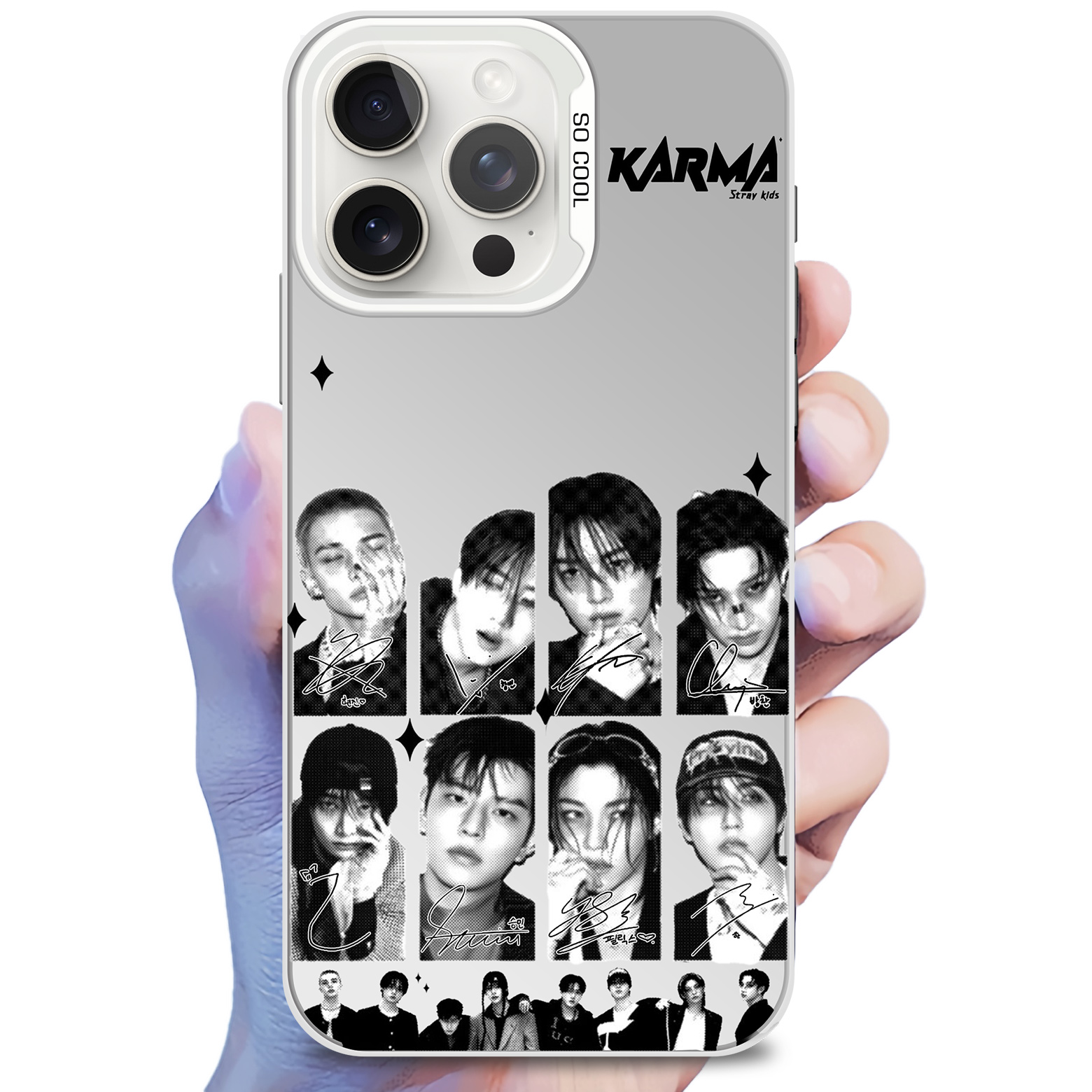 ミラースマホケース-銀【StrayKids/KARMA】