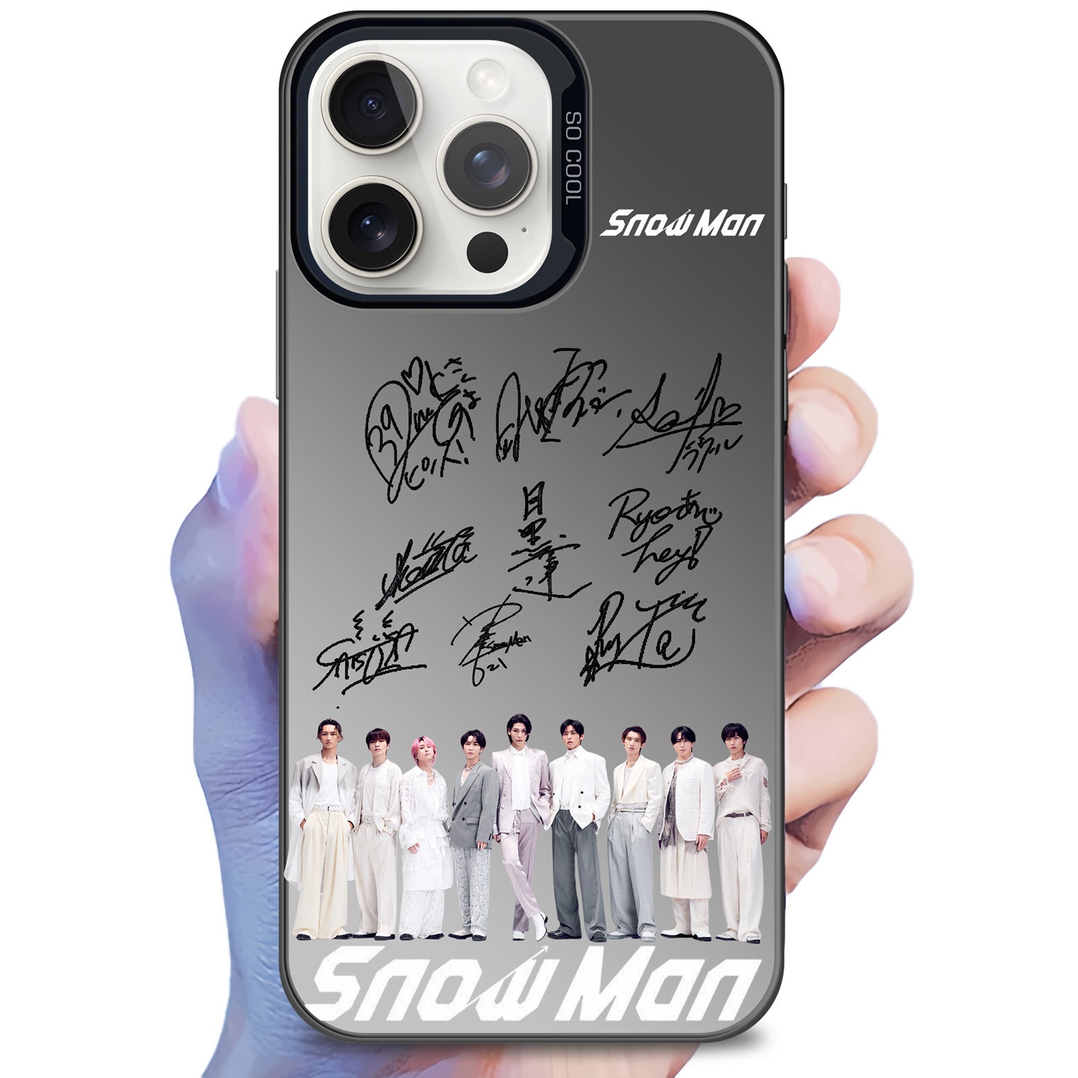 ミラースマホケース-黒【Snow Man】