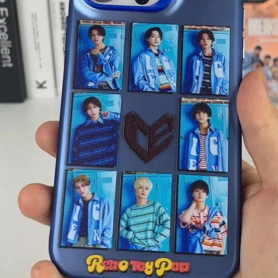 レーザーグラデーションスマートフォンケース-青【ICEx/Retro Toy Pop】