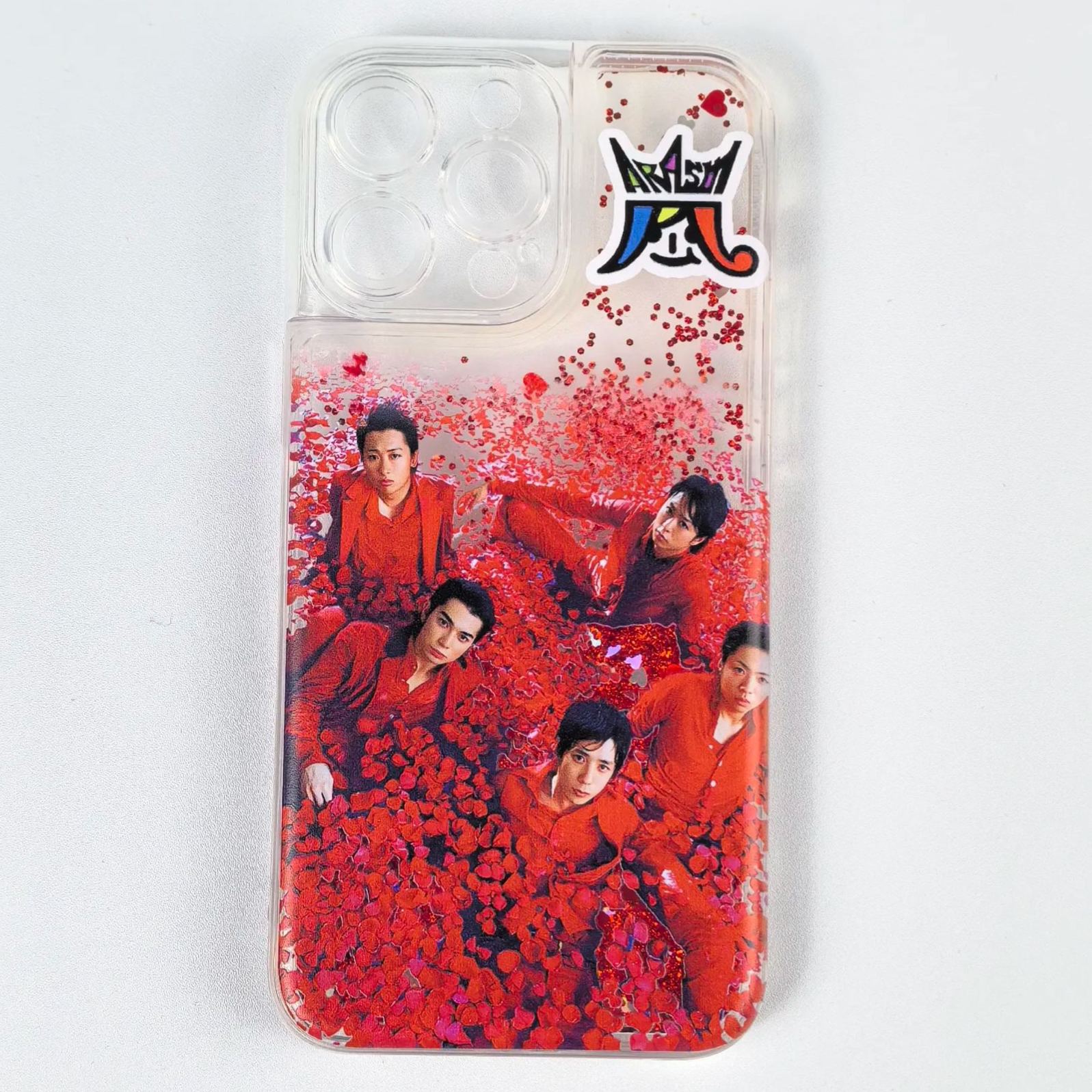 キラキラ流砂スマホケース-赤【嵐ARASHI】