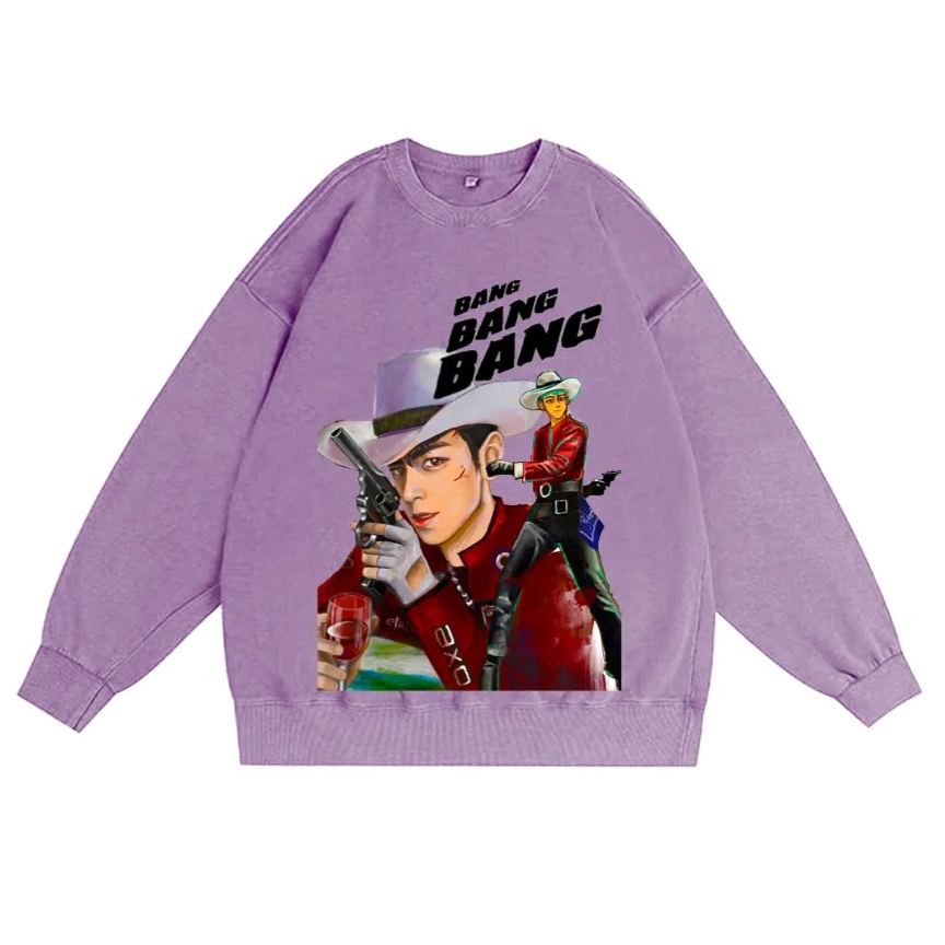 厚手エイジング加工Tシャツ・長袖スウェット【T.O.P】-B