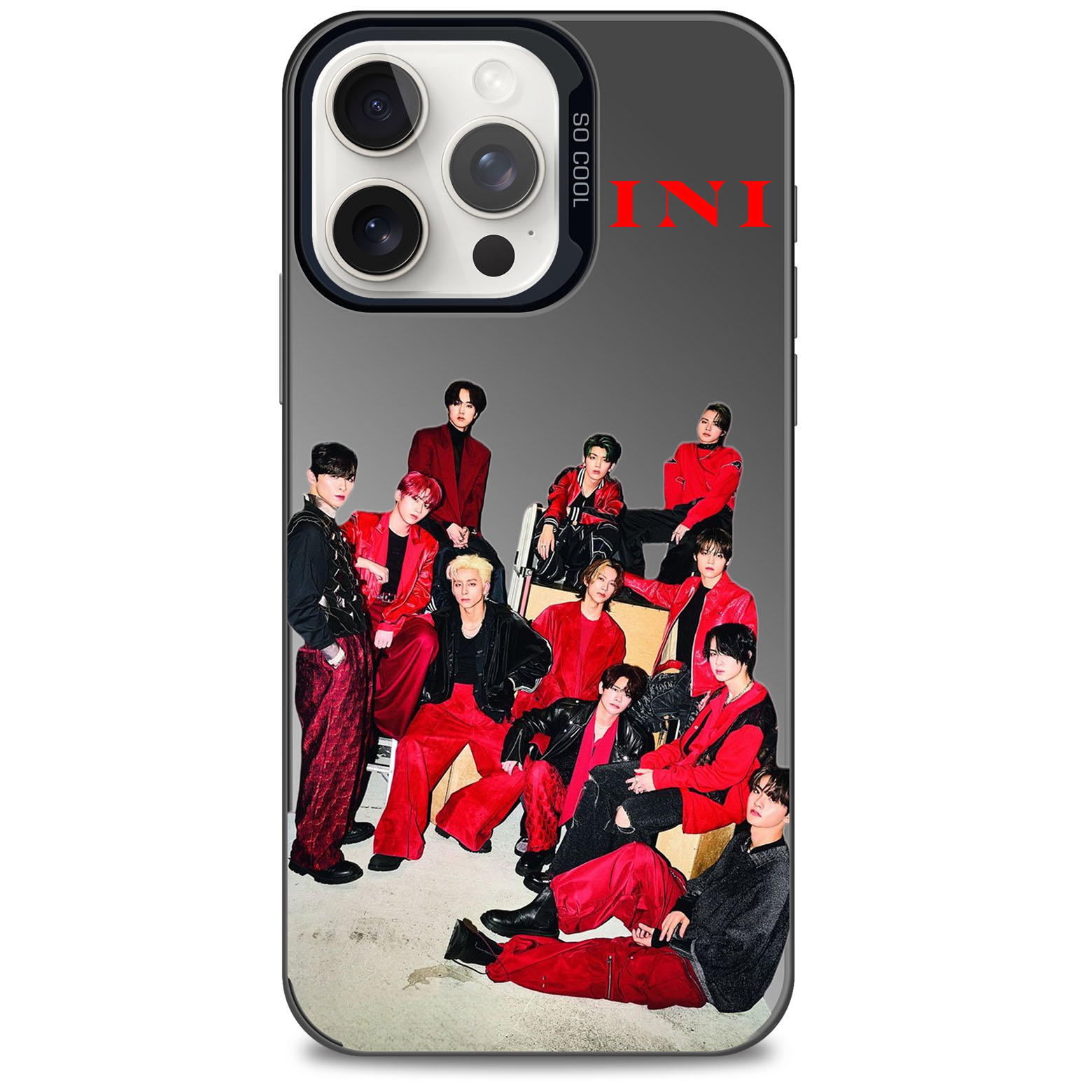 レーザーグラデーションスマートフォンケース-黒【INI】-YITOTO™推し活がもっと楽しくなる