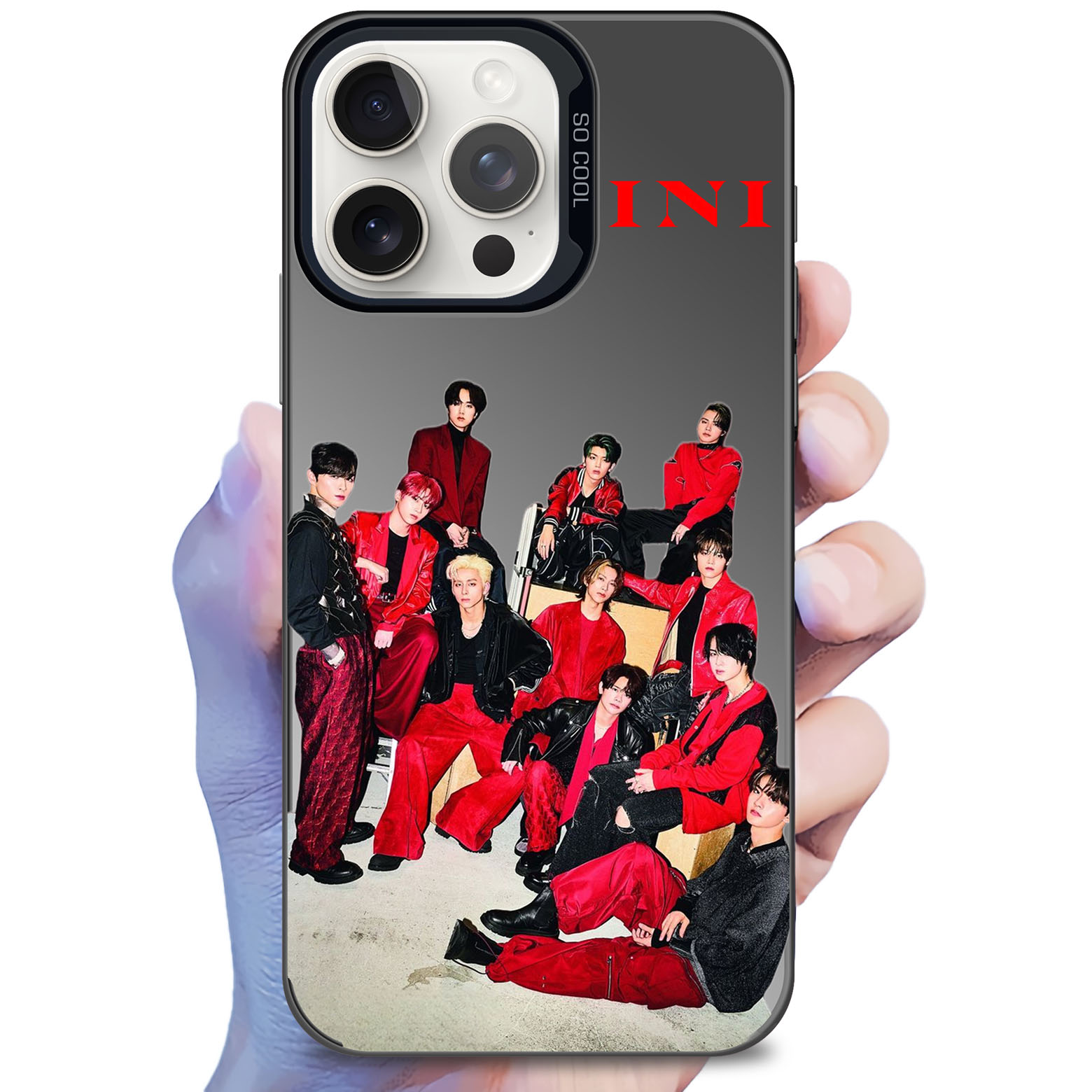 レーザーグラデーションスマートフォンケース-黒【INI】-YITOTO™推し活がもっと楽しくなる