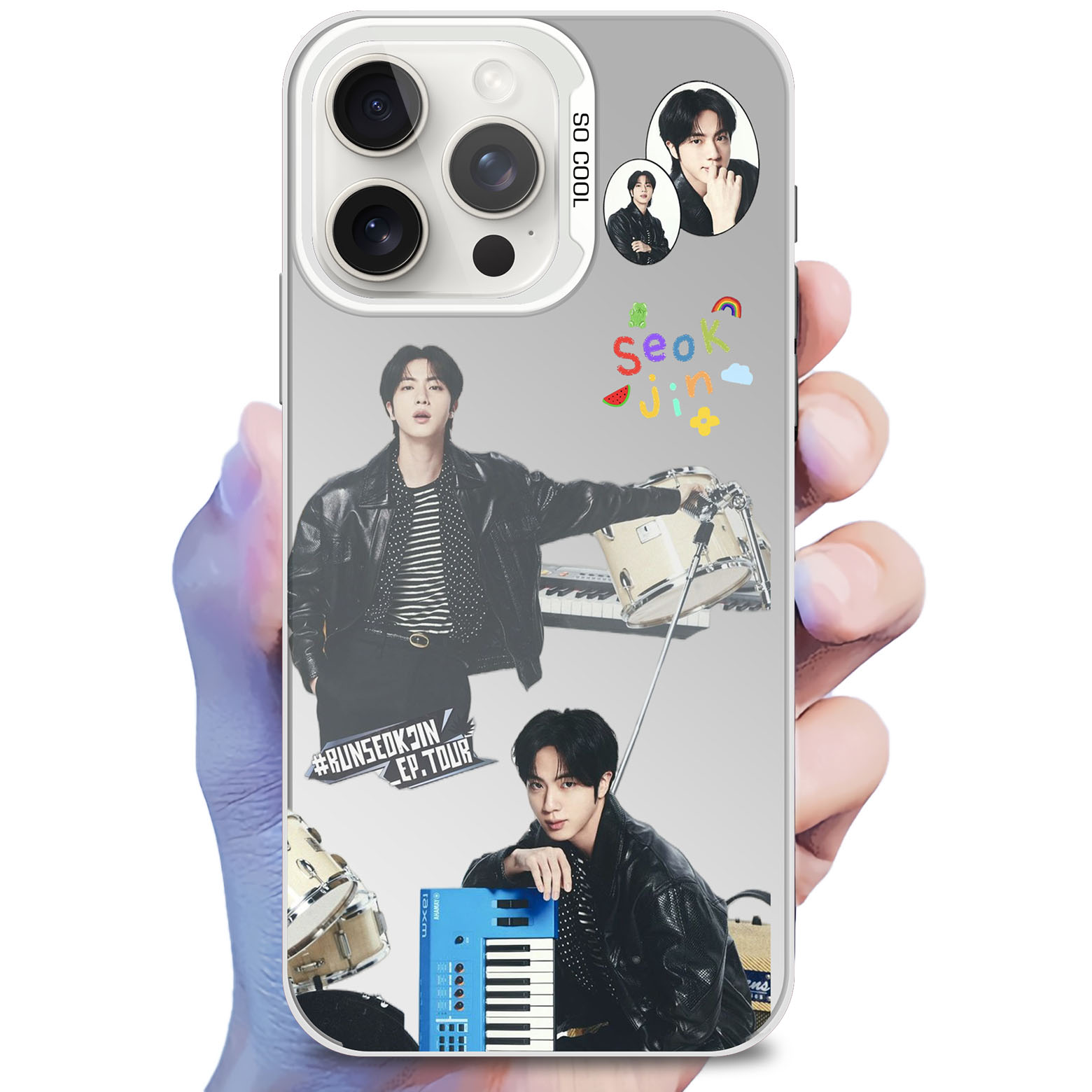 レーザーグラデーションスマートフォンケース-銀【JIN】-YITOTO™推し活がもっと楽しくなる