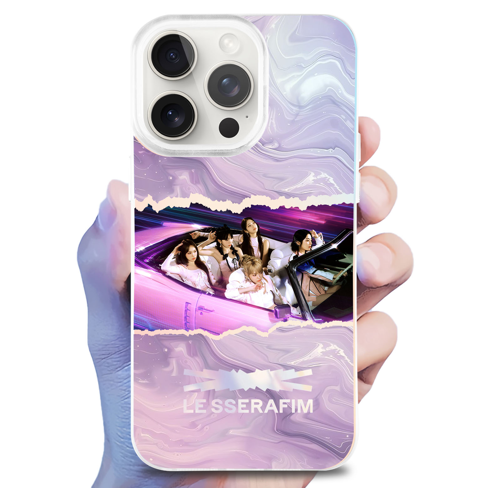 レーザーグラデーションスマートフォンケース【LESSERAFIM】-YITOTO™推し活がもっと楽しくなる