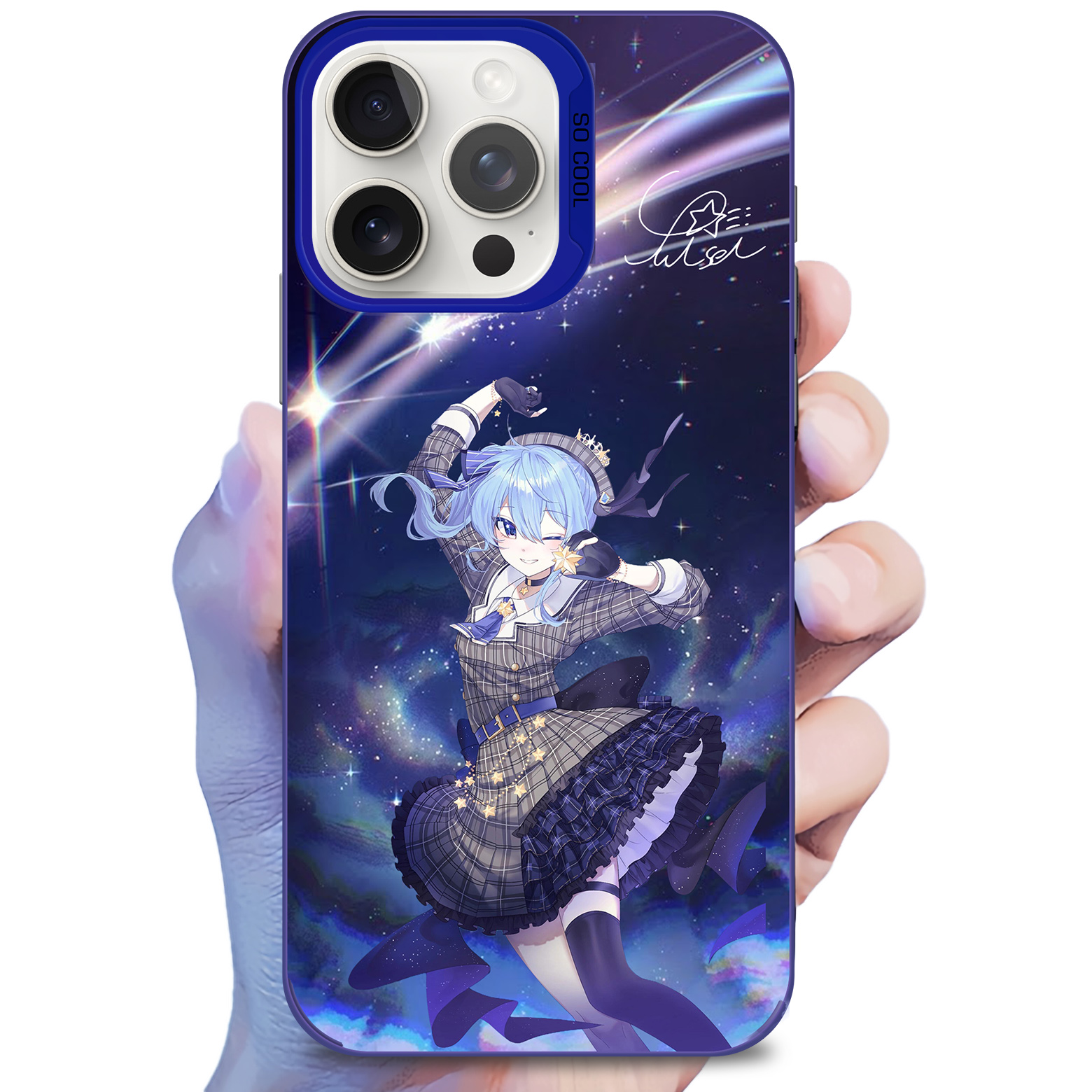 ミラースマホケース-青【星街すいせい/GHOST】