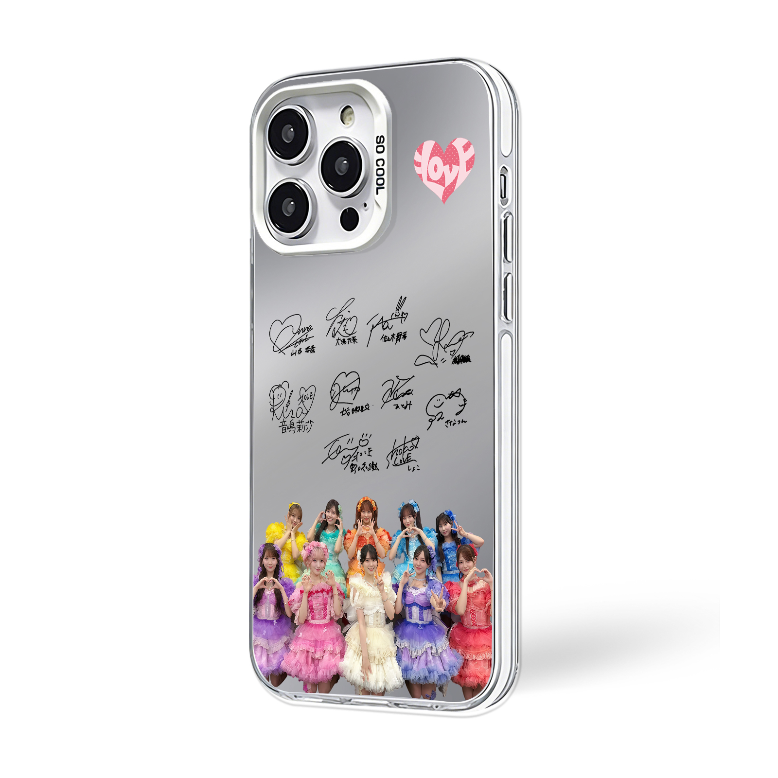 ミラースマホケース-銀【イコールラブ=LOVE】-G