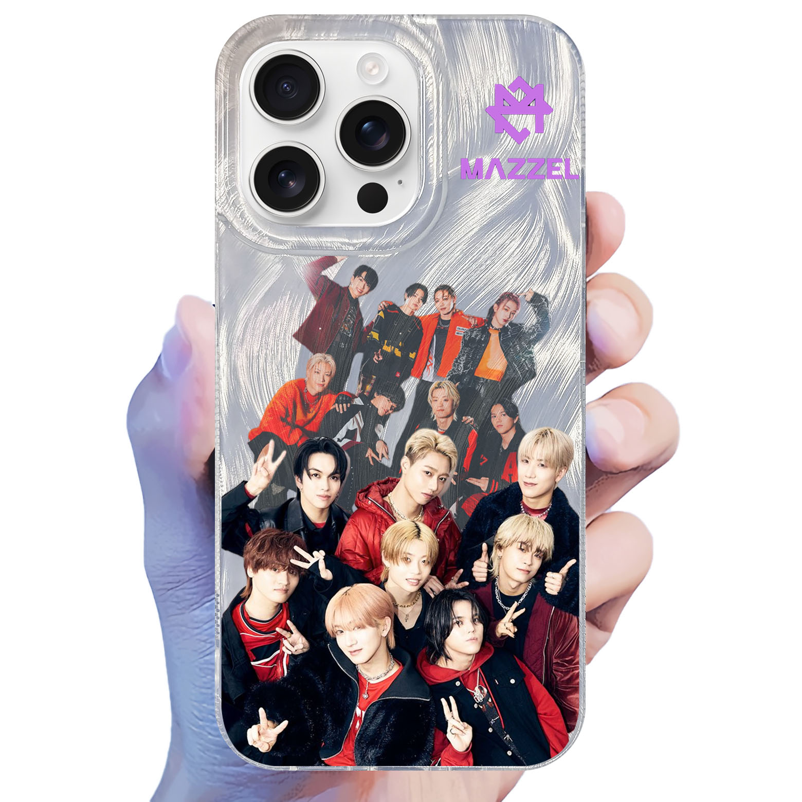 フェザーテクスチャーレーザーグラデーションスマートフォンケース【Mazzel/Royal Straight Flush】-YITOTO™推し活がもっと楽しくなる