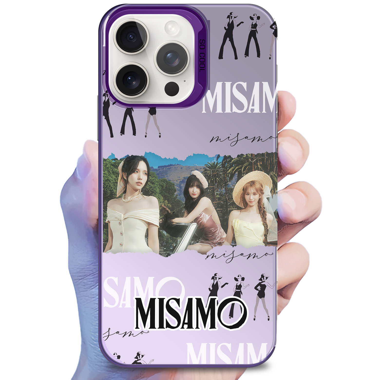 レーザーグラデーションスマートフォンケース-紫【MISAMO】