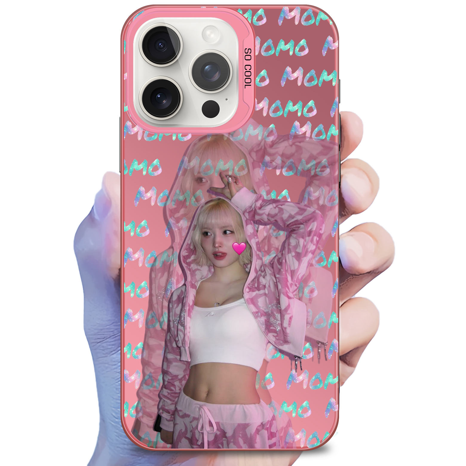 レーザーグラデーションスマートフォンケース-ピンク【ひらい もも/MOMO/MISAMO/TWICE】