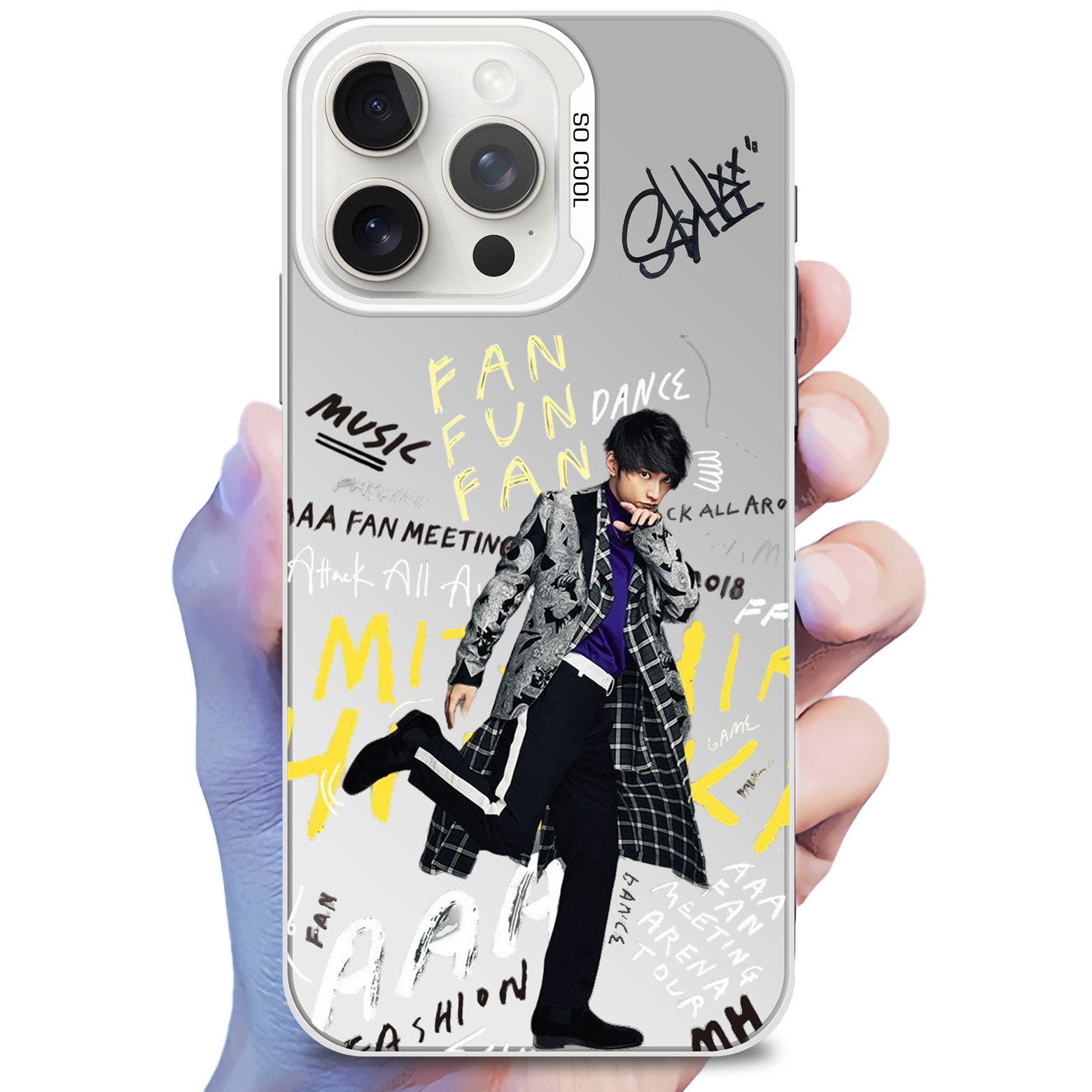 ミラースマホケース-銀【SKY‑HI】