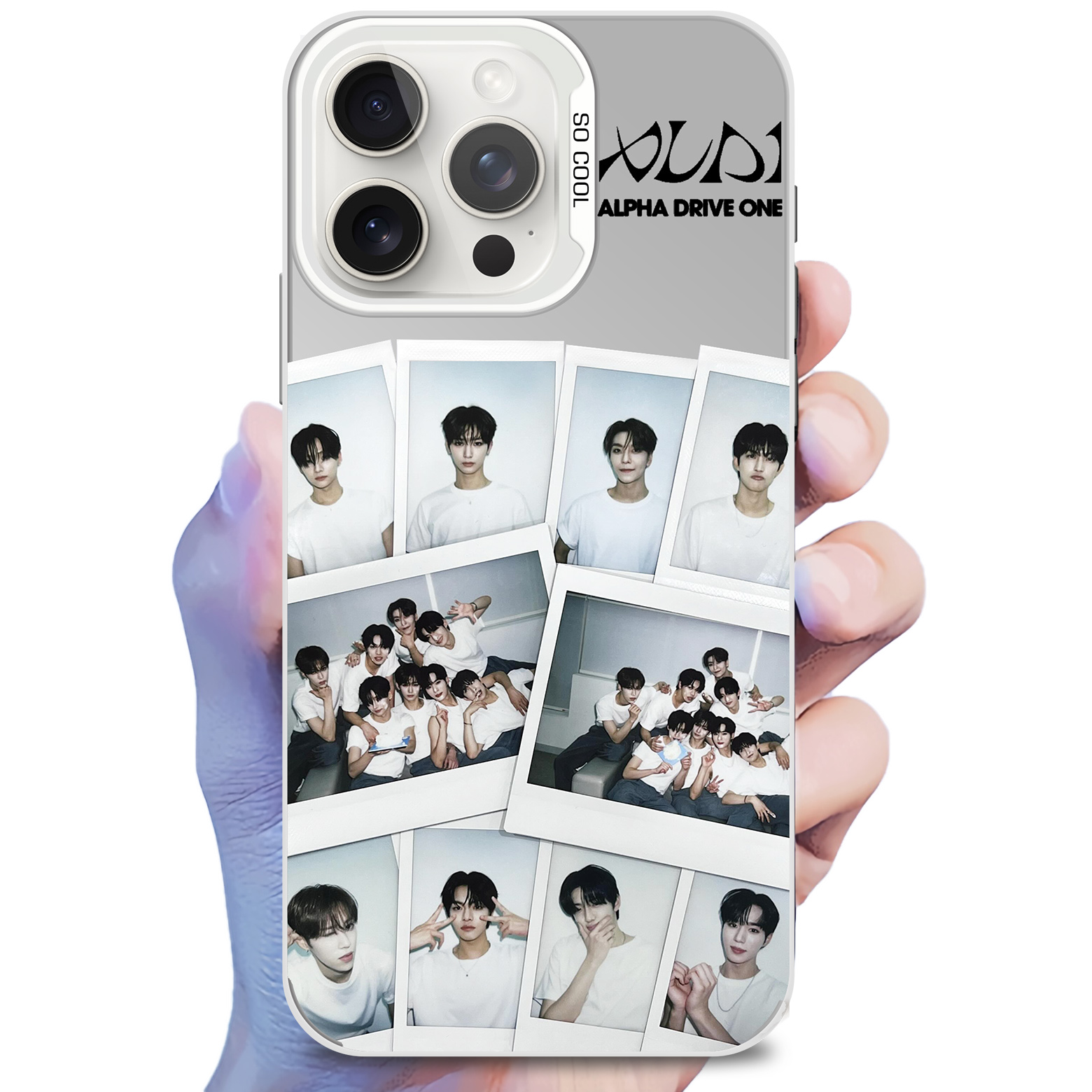 レーザーグラデーションスマートフォンケース-銀【ALPHA DRIVE ONE】