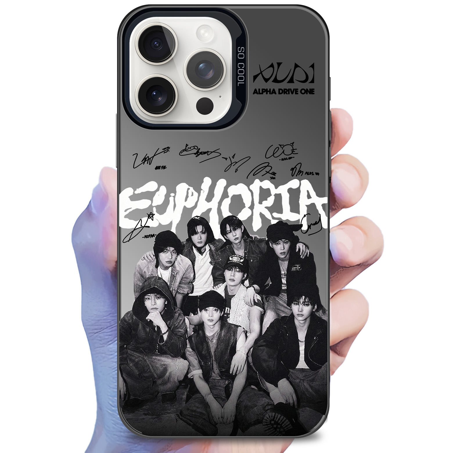 ミラースマホケース-黒【ALPHA DRIVE ONE/EUPHORIA】