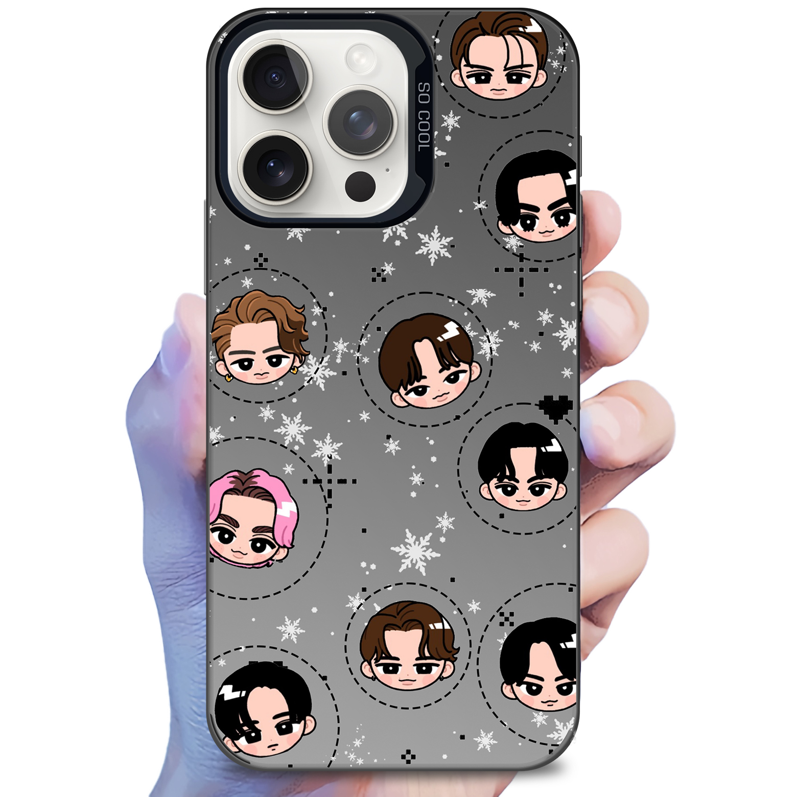 ミラースマホケース-黒【SNOWMAN】