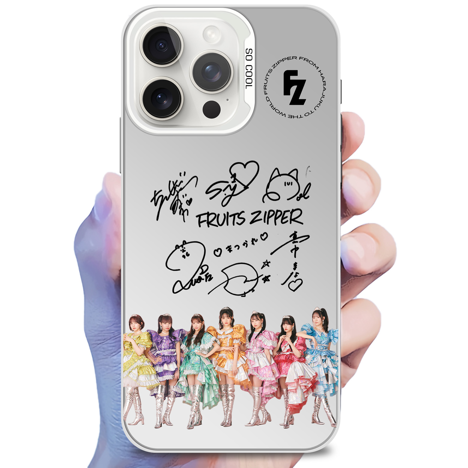 レーザーグラデーションスマートフォンケース-銀【FRUITS ZIPPER】