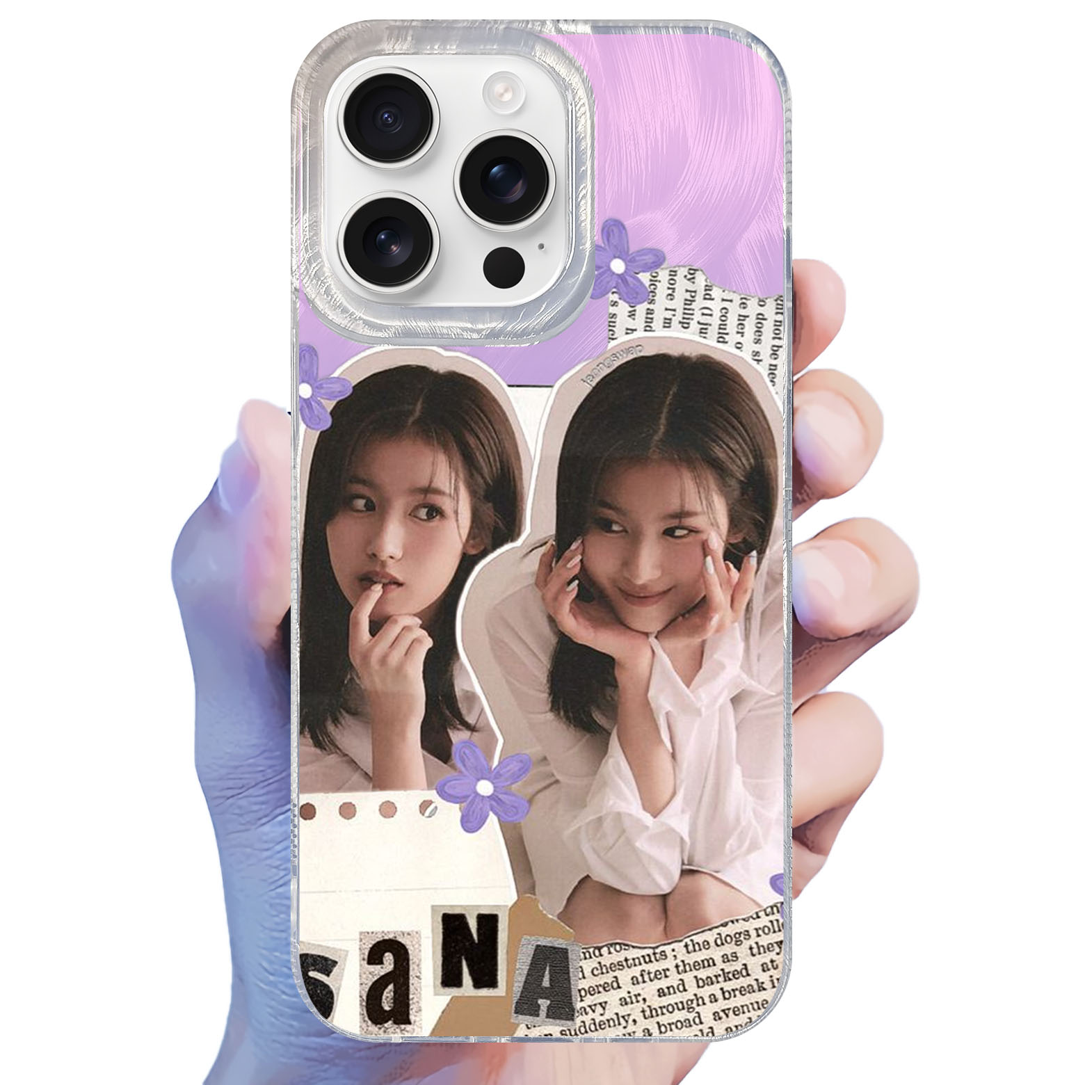 フェザーテクスチャーレーザーグラデーションスマートフォンケース【SANA/TWICE/MISAMO】