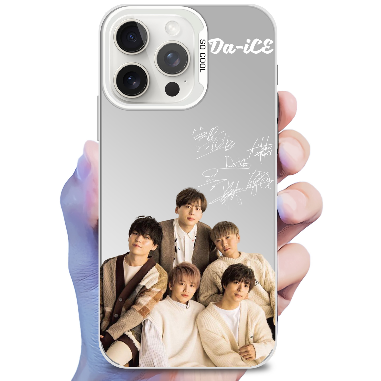 レーザーグラデーションスマートフォンケース-銀【Da-iCE】