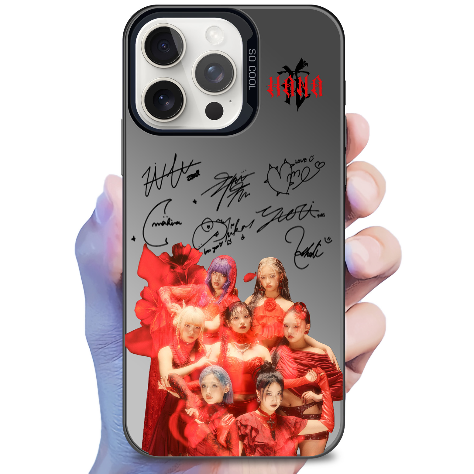 ミラースマホケース-黒【HANA/HANA】