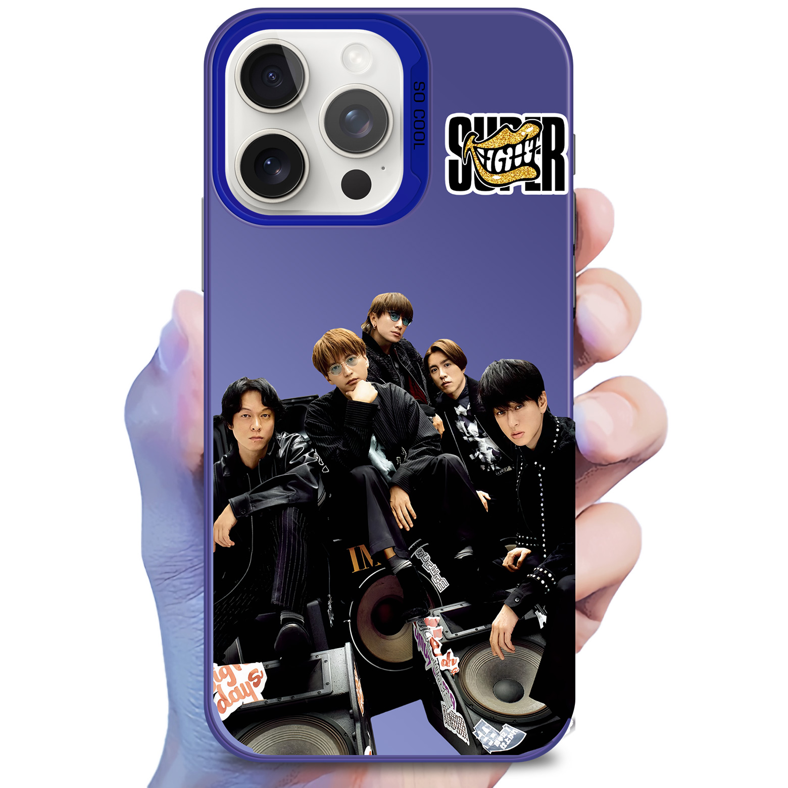 レーザーグラデーションスマートフォンケース-青【SUPER EIGHT】