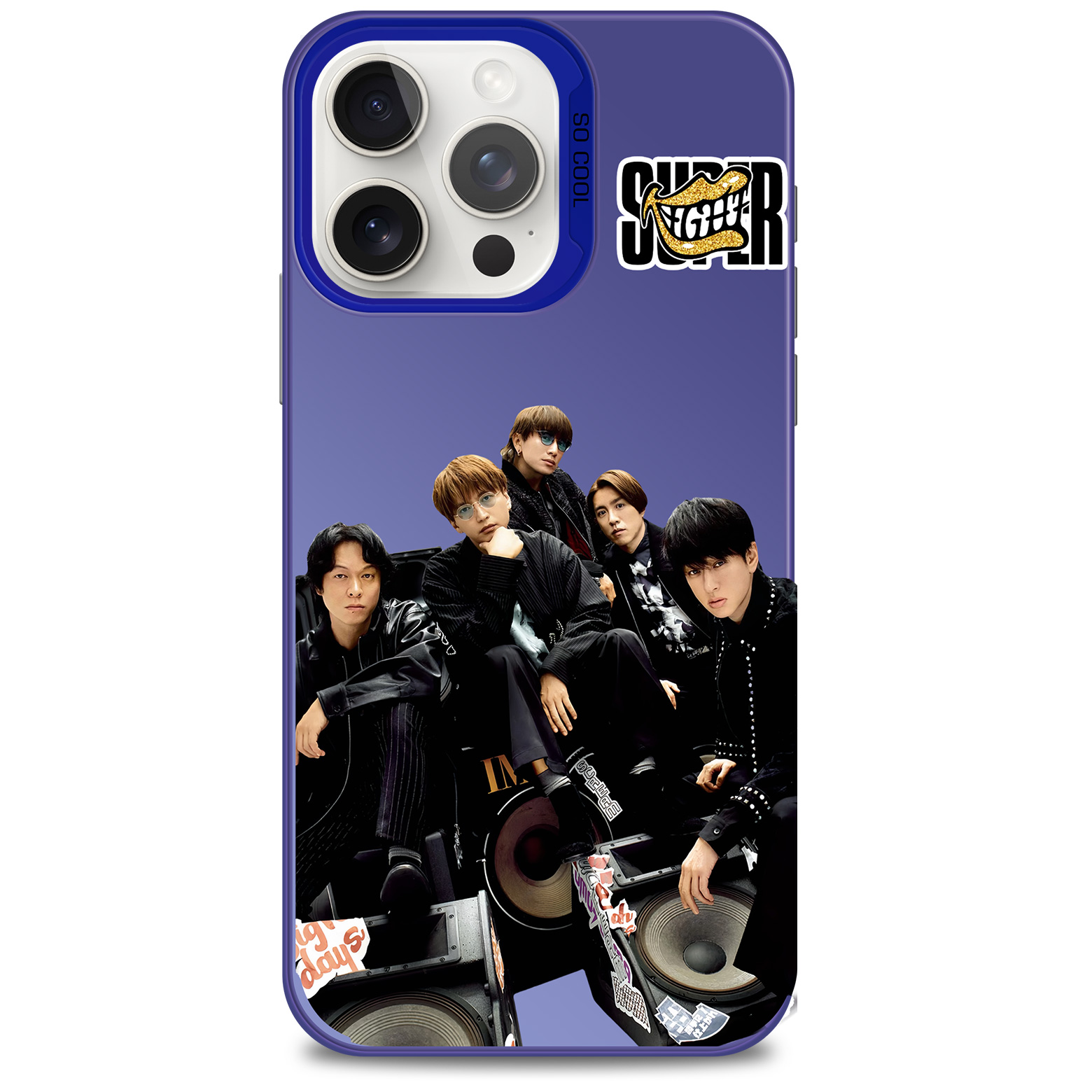 レーザーグラデーションスマートフォンケース-青【SUPER EIGHT】