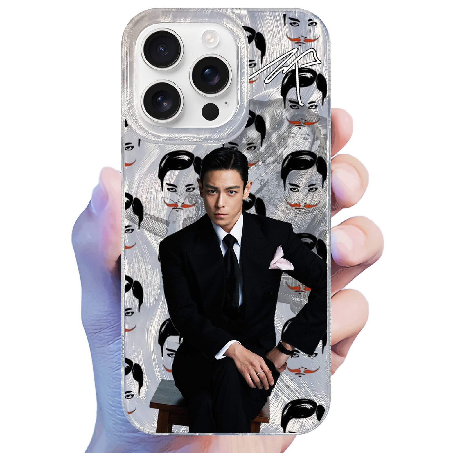 フェザーテクスチャーレーザーグラデーションスマートフォンケース【T.O.P】