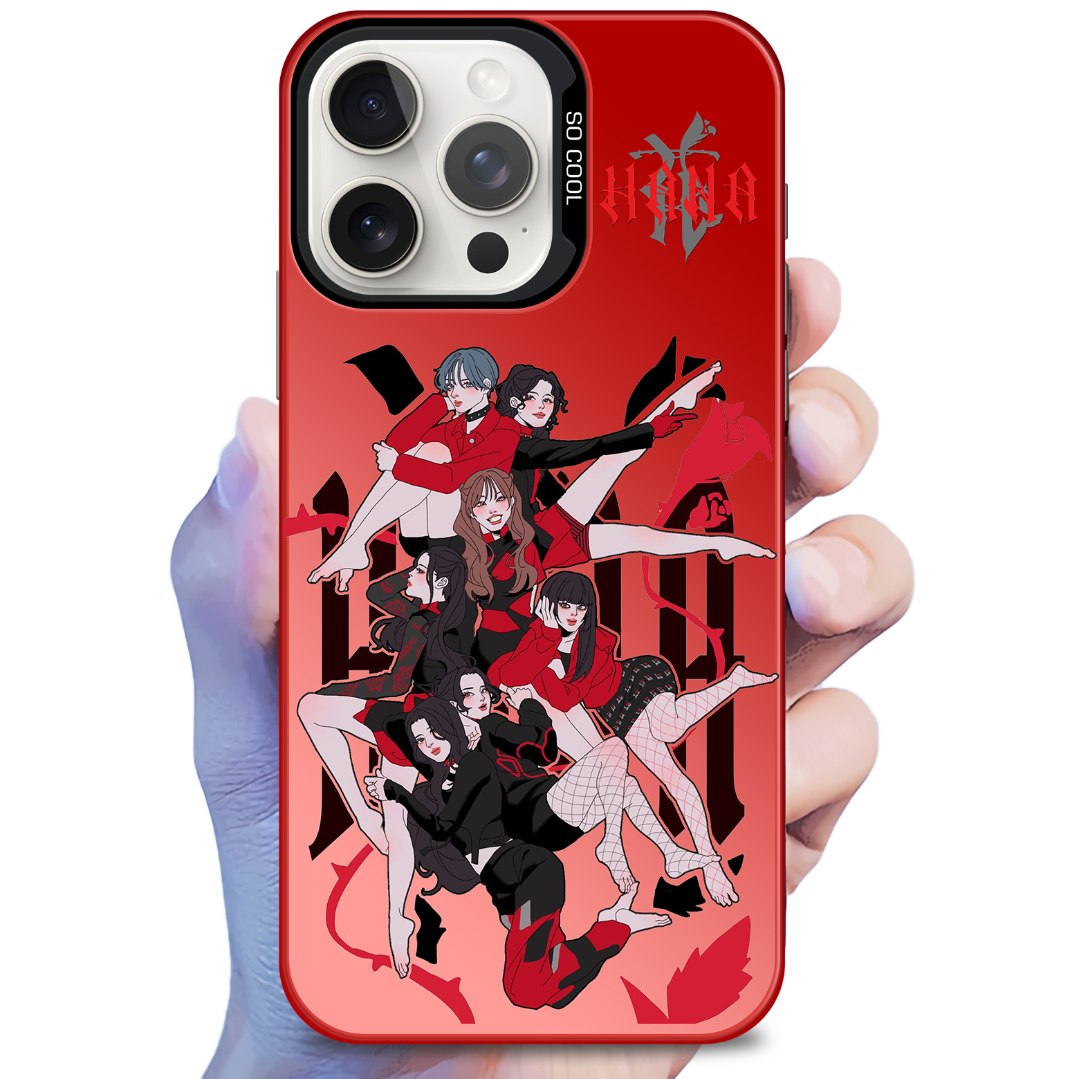 レーザーグラデーションスマートフォンケース-赤【HANA/BAD LOVE】