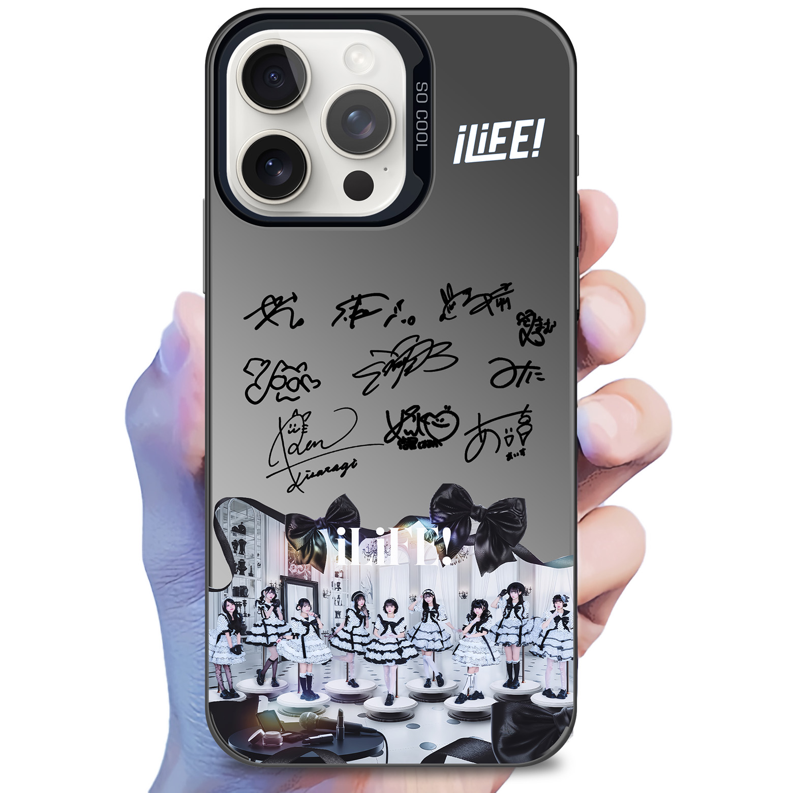 ミラースマホケース-黒【iLiFE!/メロメラ】