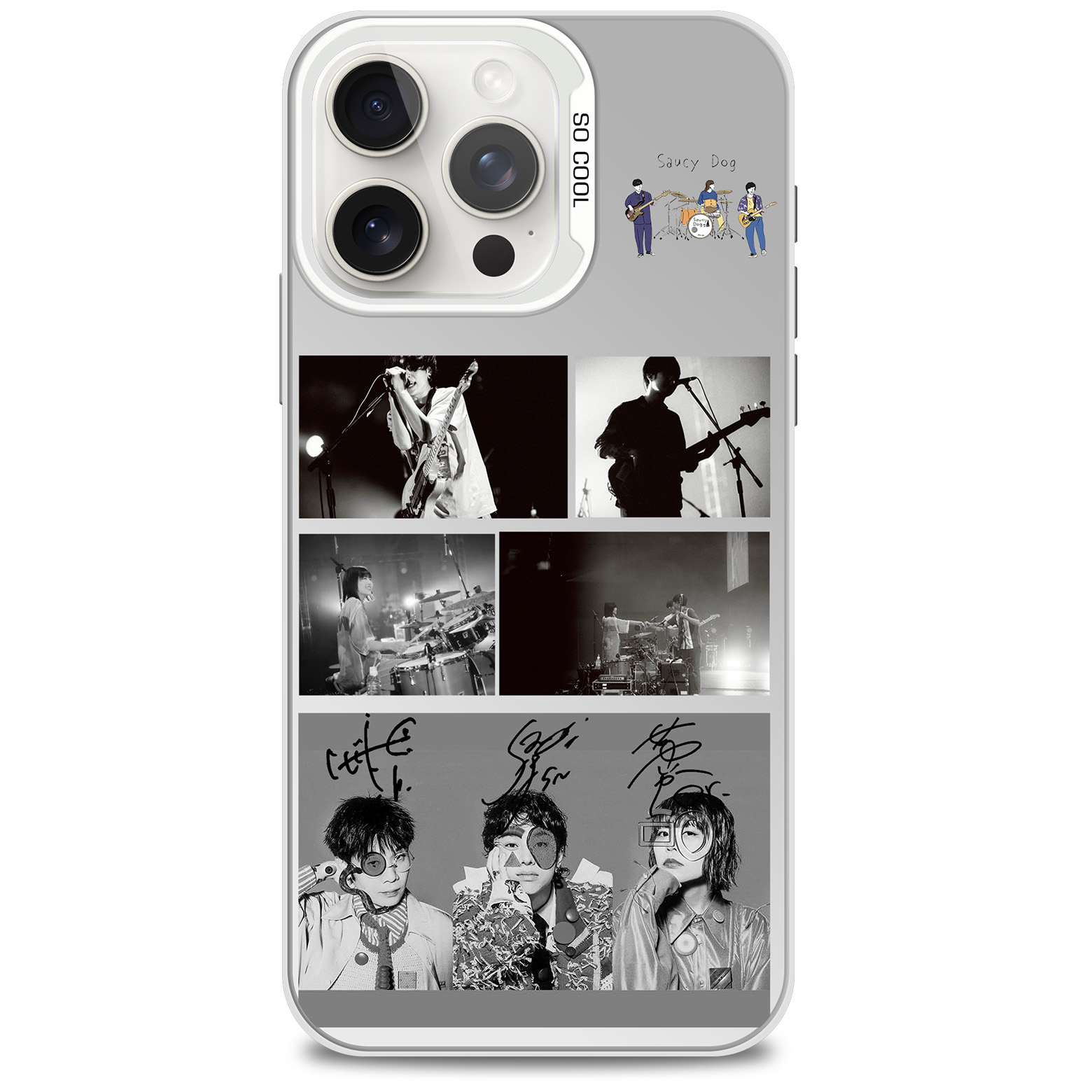 ミラースマホケース-銀【Saucy Dog】-B