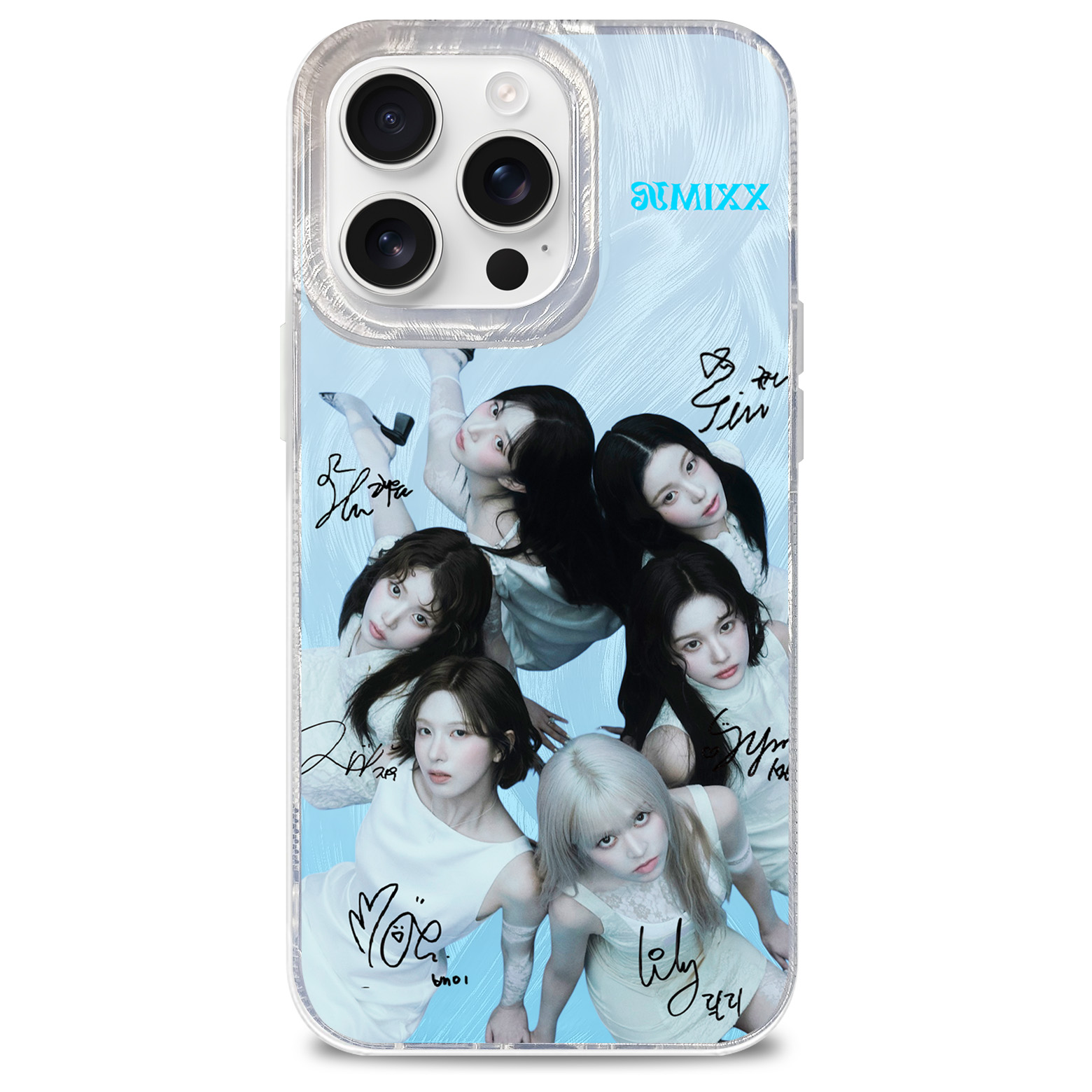 フェザーテクスチャーレーザーグラデーションスマートフォンケース【NMIXX/Blue Valentine】