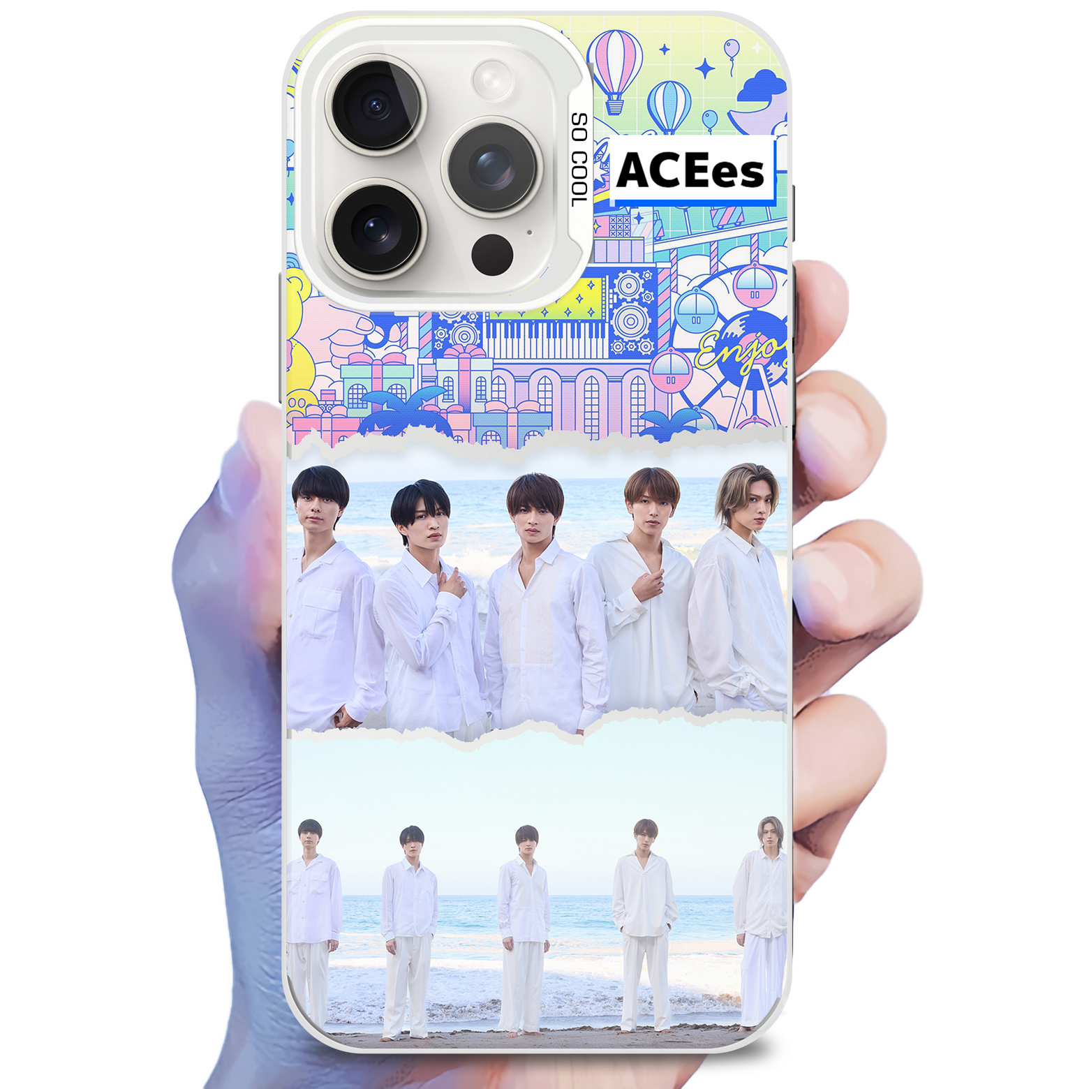 レーザーグラデーションスマートフォンケース-銀【ACEes/Biggest Party】