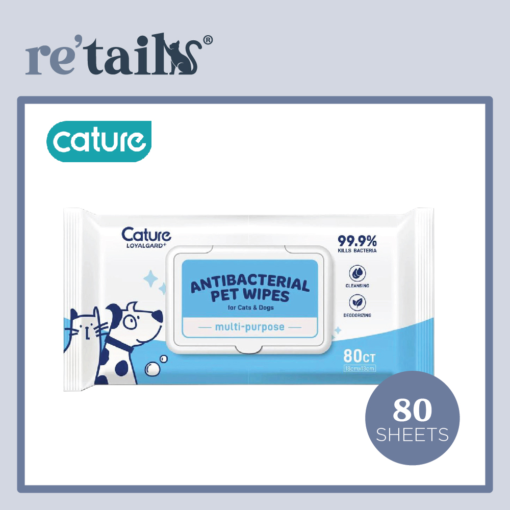 Cature Antibacterial Pet Wipes (80 Sheets)