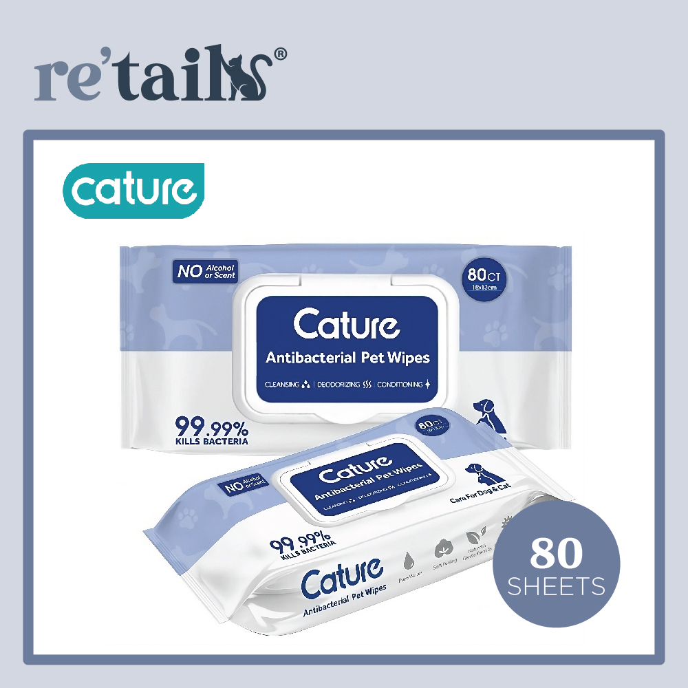 Cature Antibacterial Pet Wipes (80 Sheets)