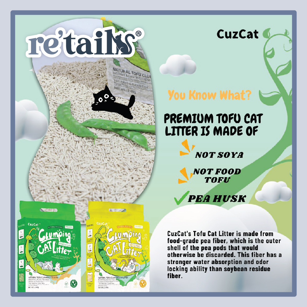 Cuzcat Natural Tofu Clumping Cat Litter (2.4kg)