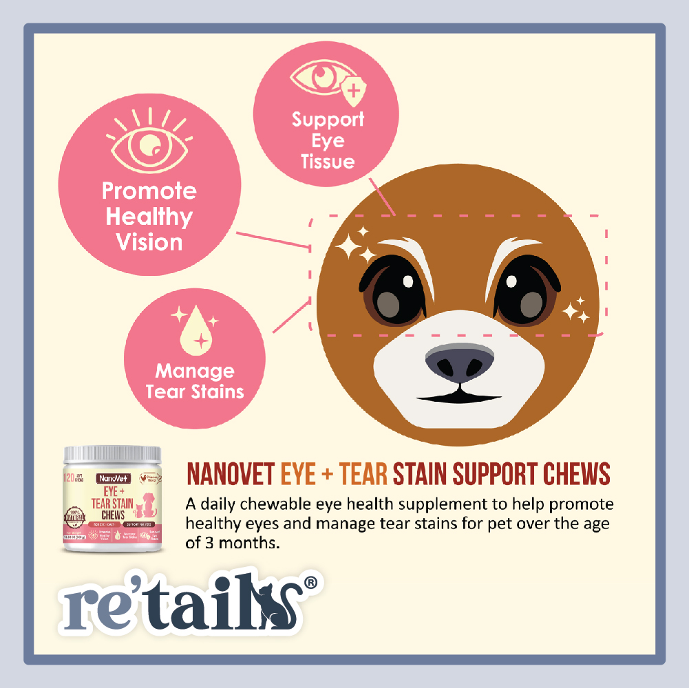 Nanovet Pet Eye + Tear Stain Chews for Cat & Dog (45 Chews)