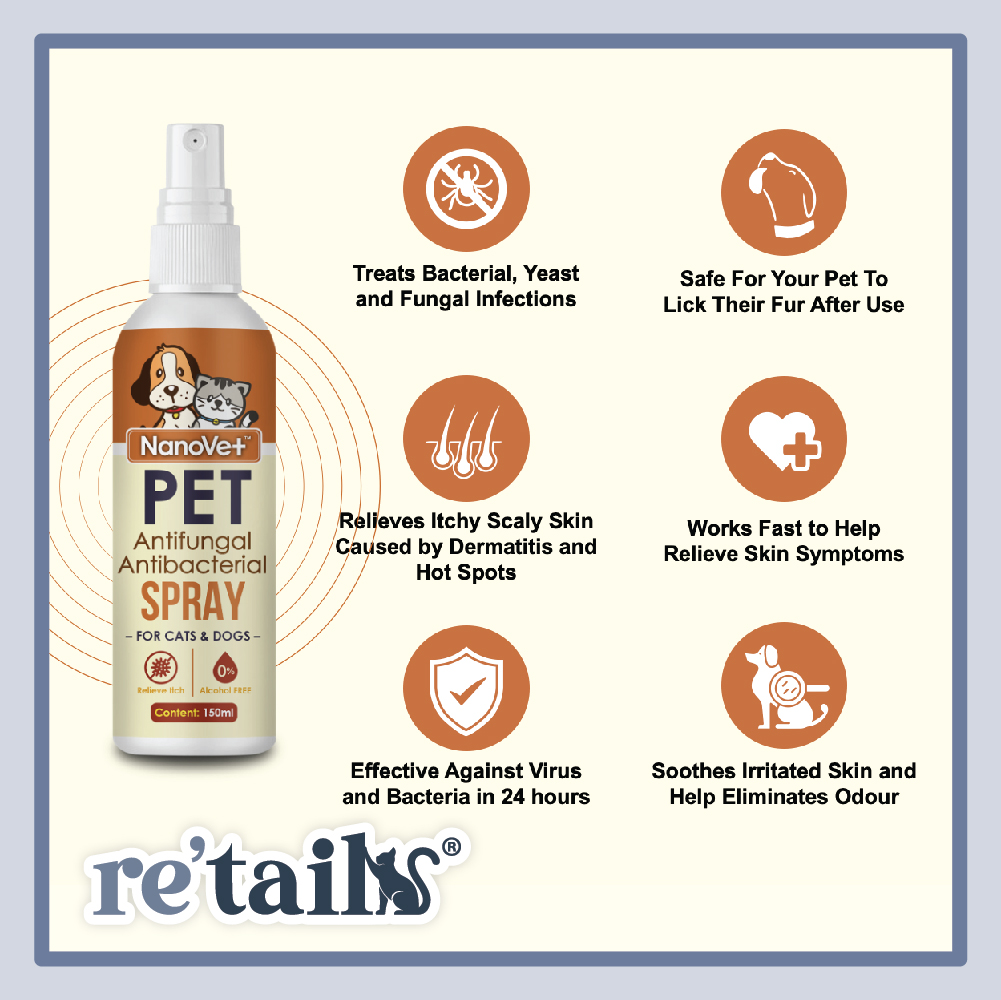 Nanovet Pet Antifungal and Antibacterial Spray (100ml)